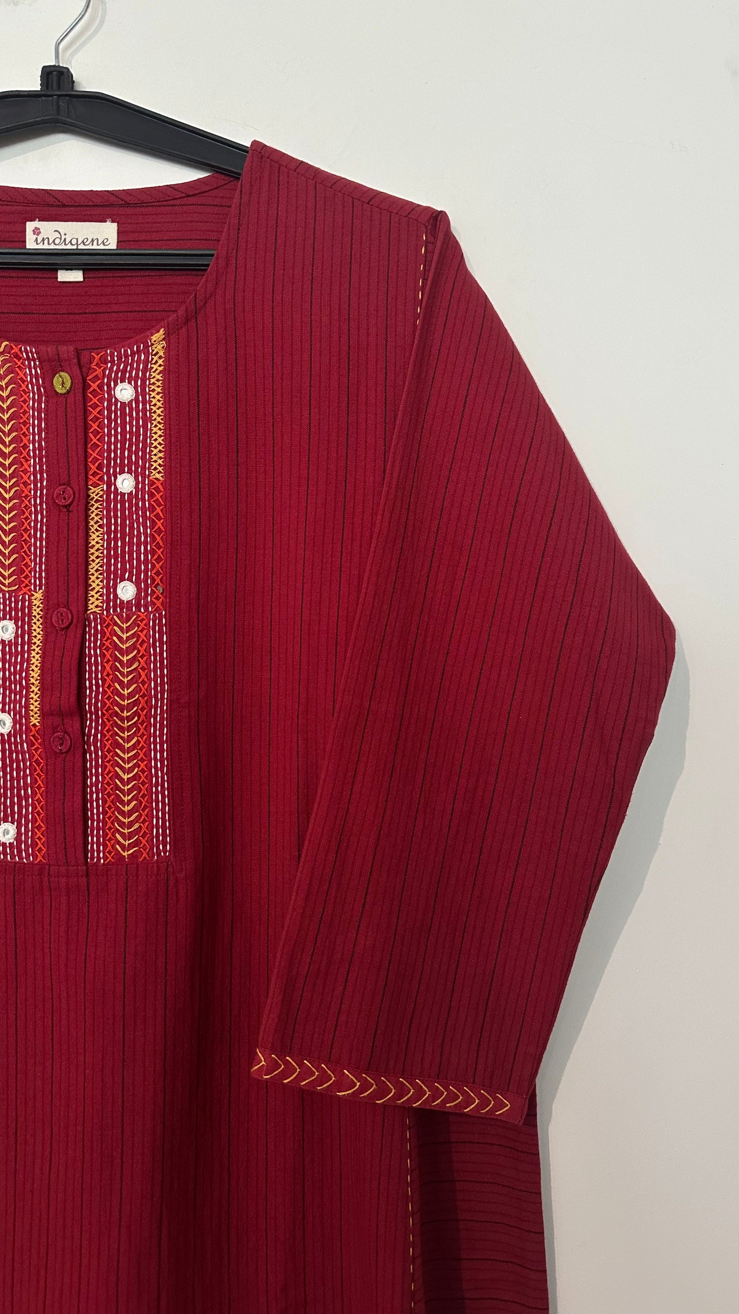 Raag Woven Stripe Hand embroidered Kurta