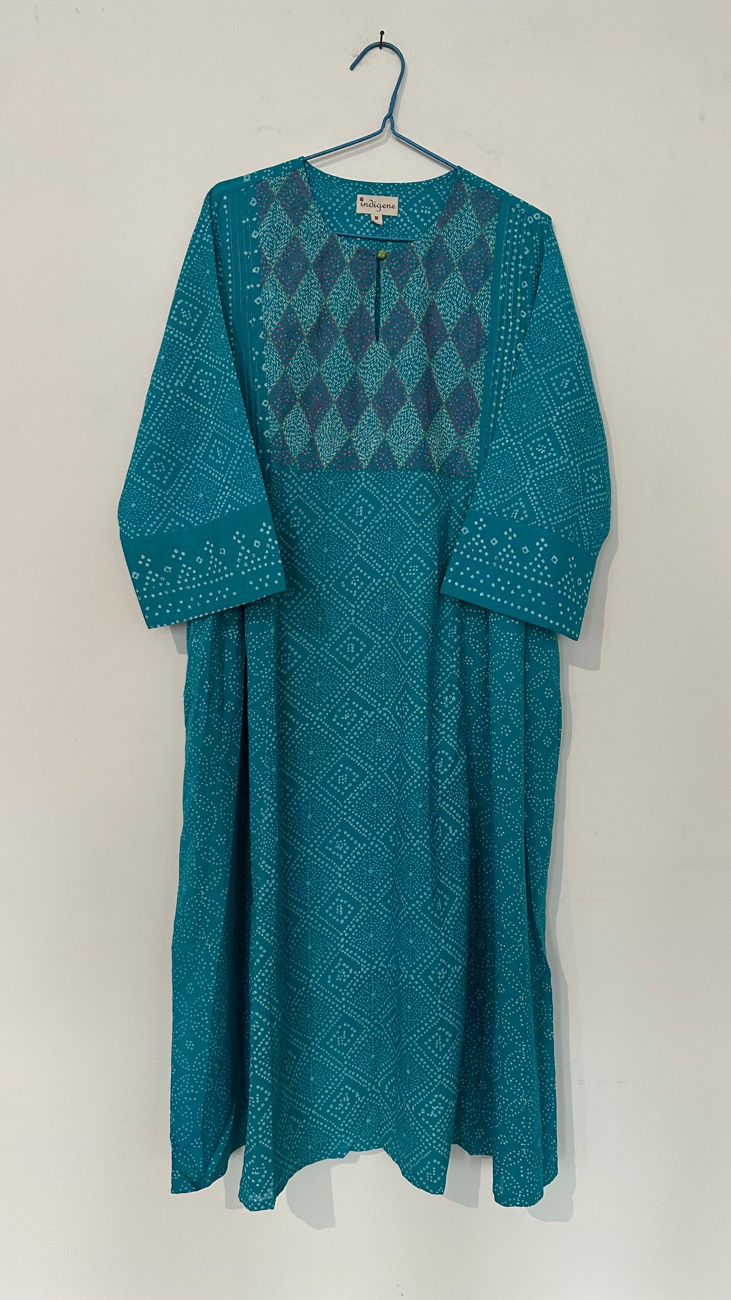 Azul discharge print embroidered kurta