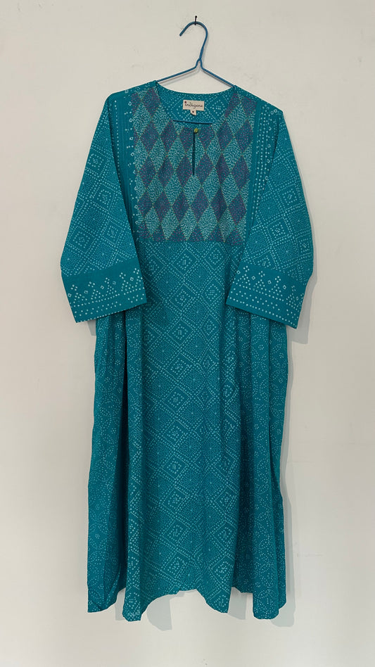 Azul discharge print embroidered kurta