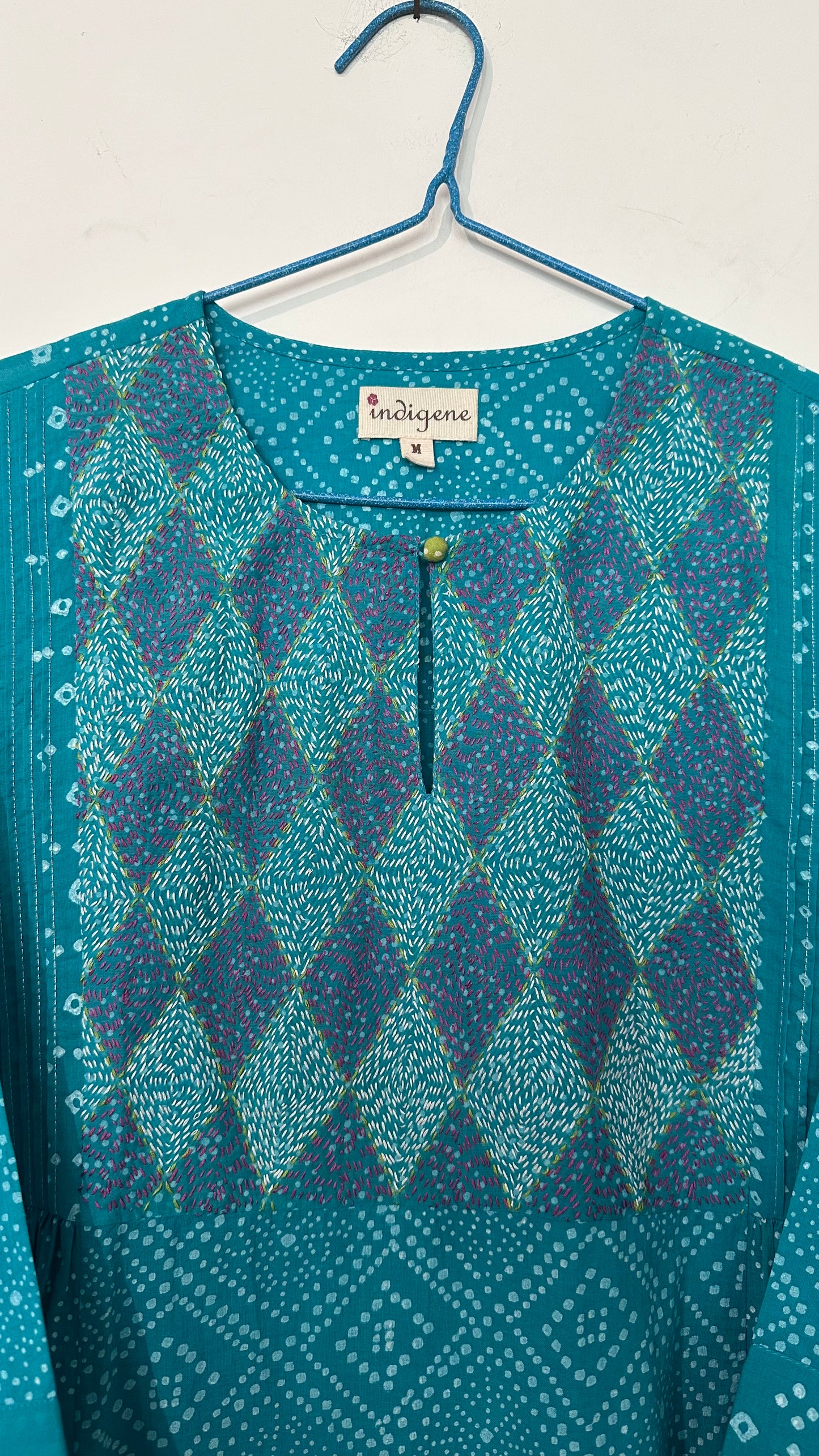 Azul discharge print embroidered kurta
