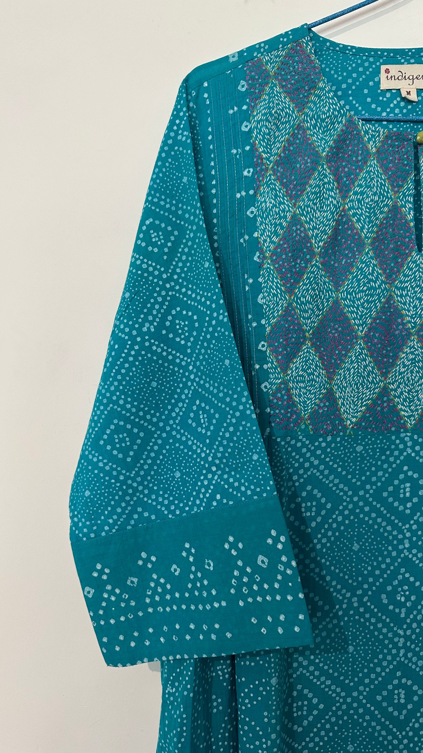 Azul discharge print embroidered kurta