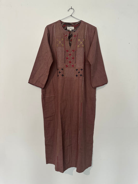 Cacao Cotton kurta w/ hand embroidery