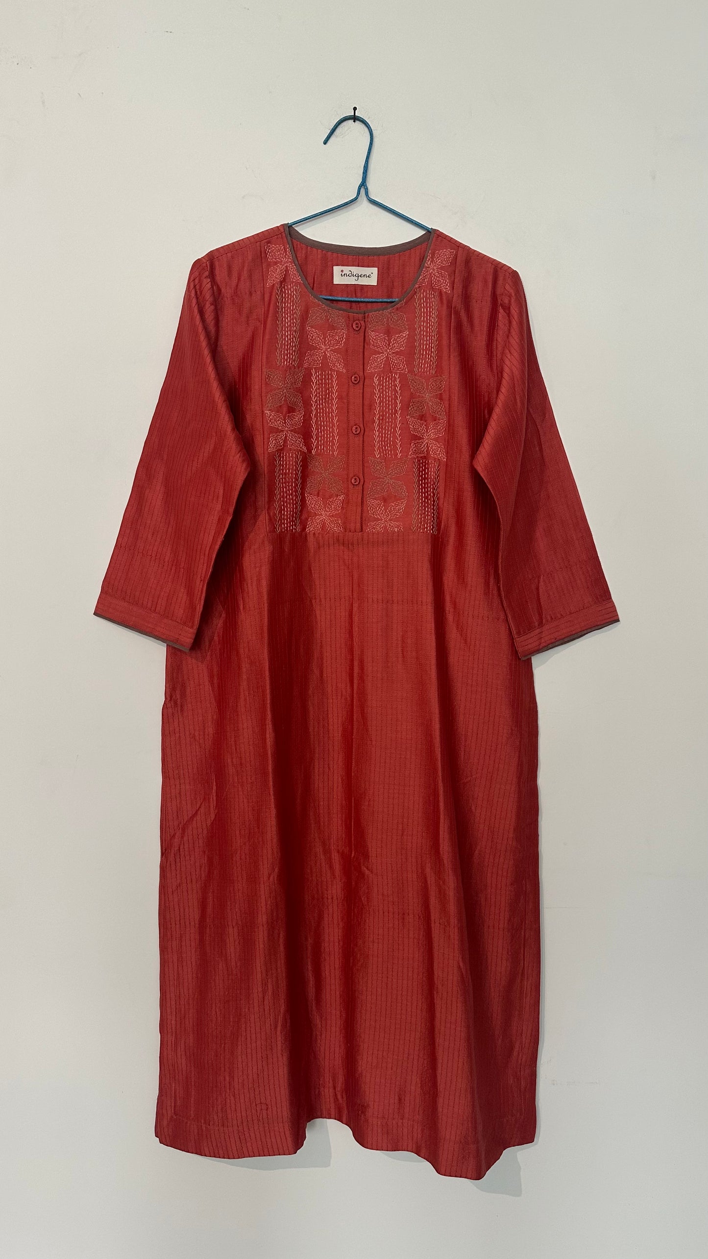 Phool chanderi quilted kurta w/ embroidery