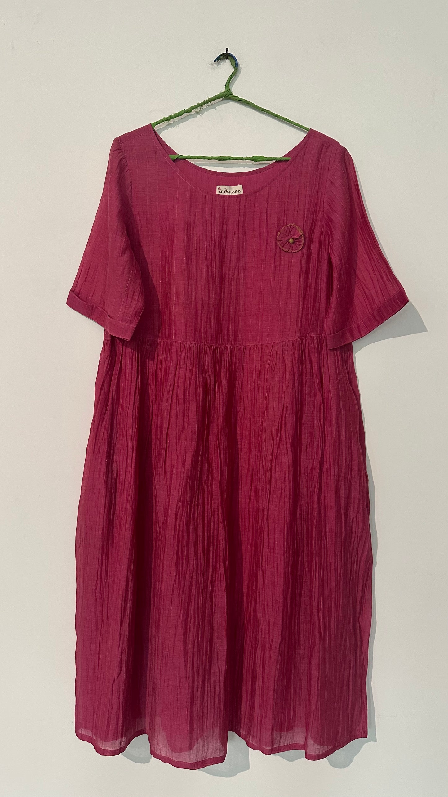 Rose Waist Gathered Chanderi Dress