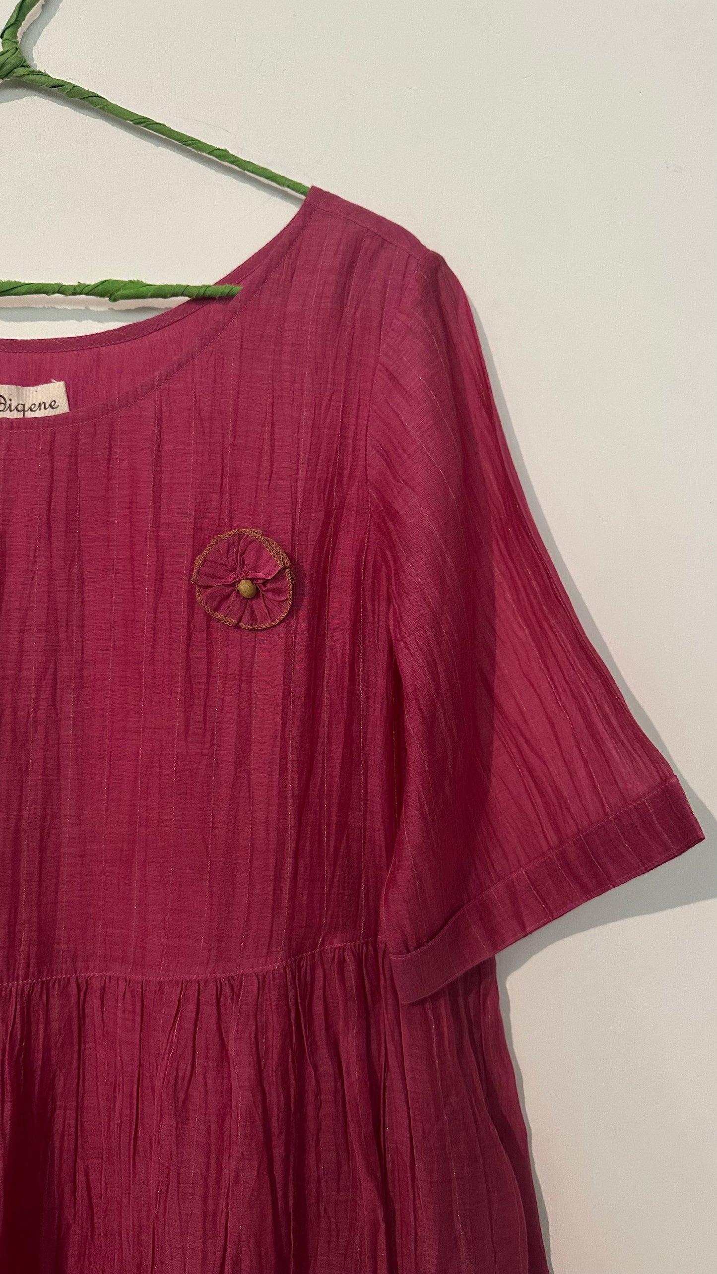 Rose Waist Gathered Chanderi Dress
