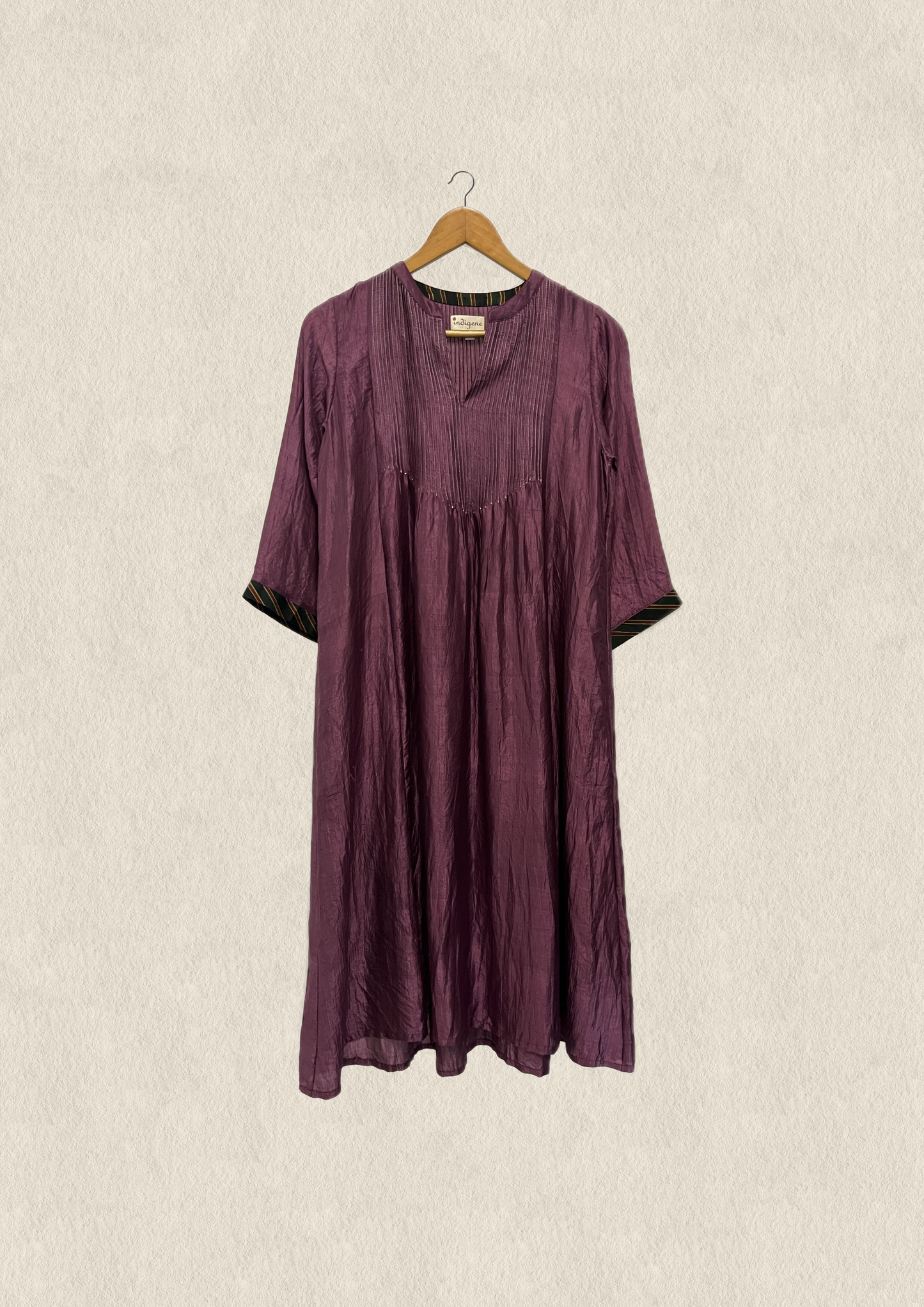 Mulberry pintuck detail silk kurta