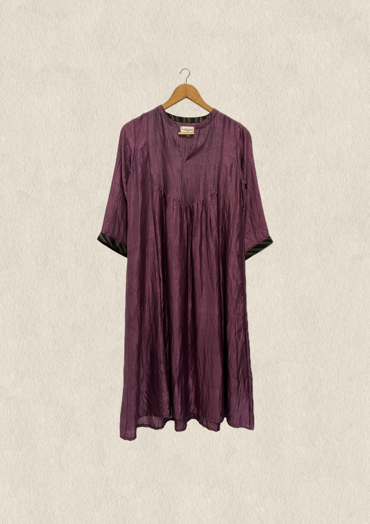 Mulberry pintuck detail silk kurta