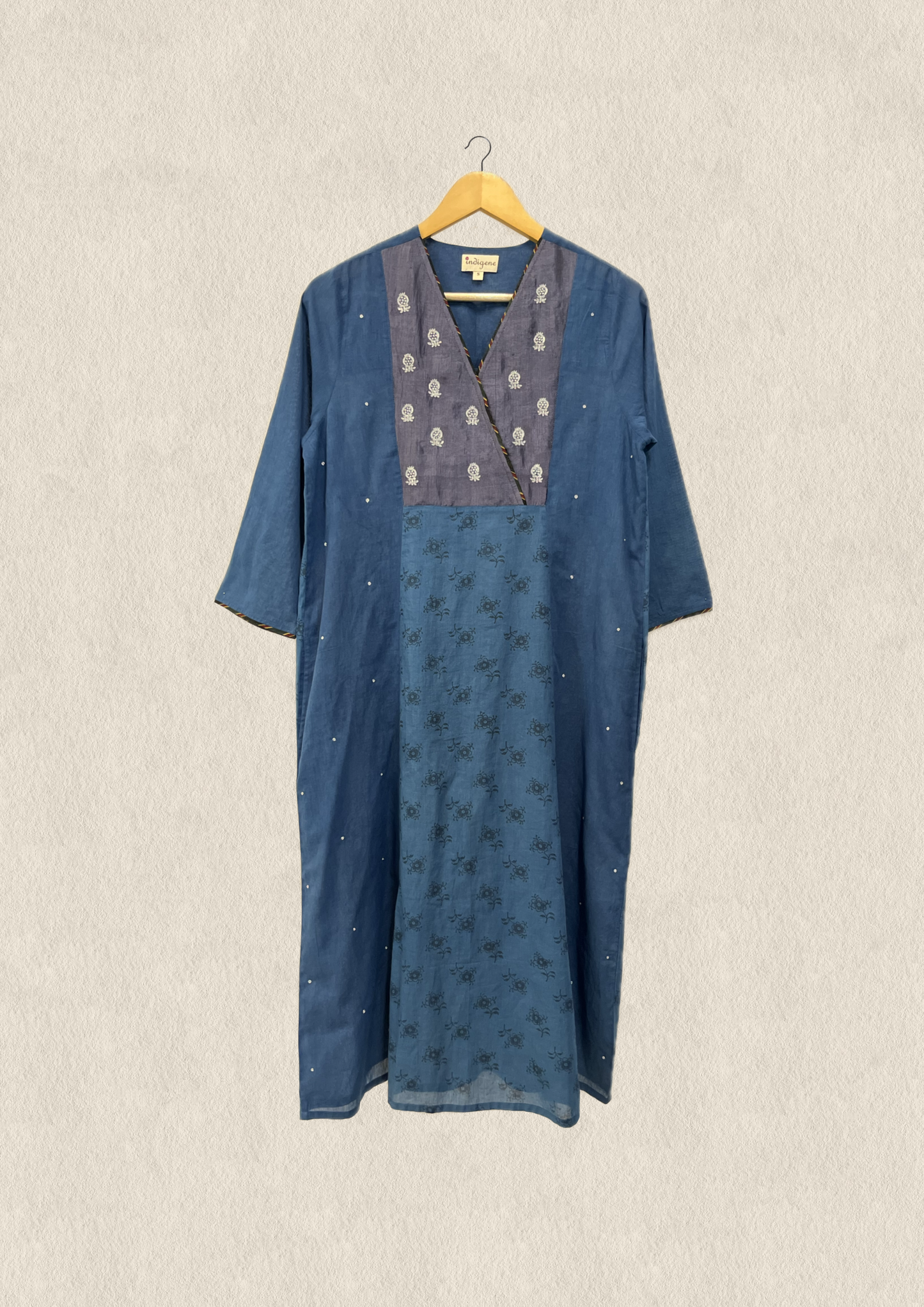 Berry V neck embroidered Kurta