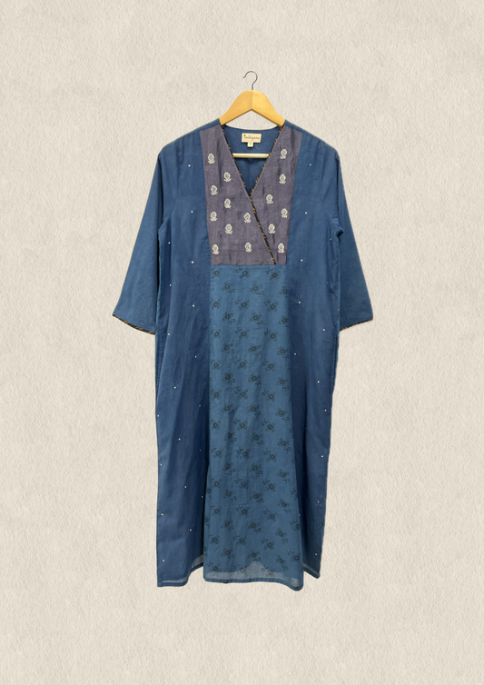 Berry V neck embroidered Kurta