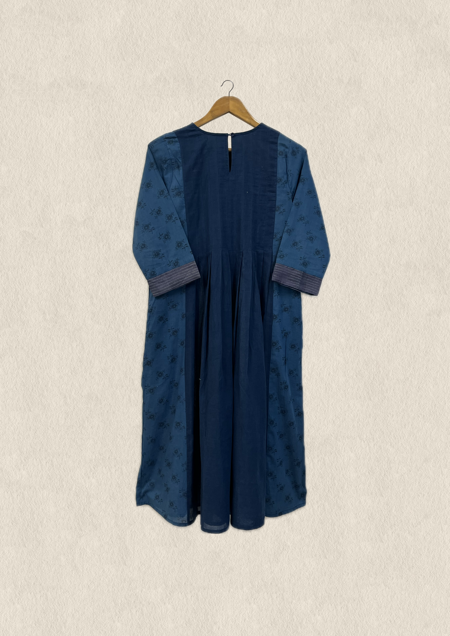 Indigo Pleated Embroidered Kurta