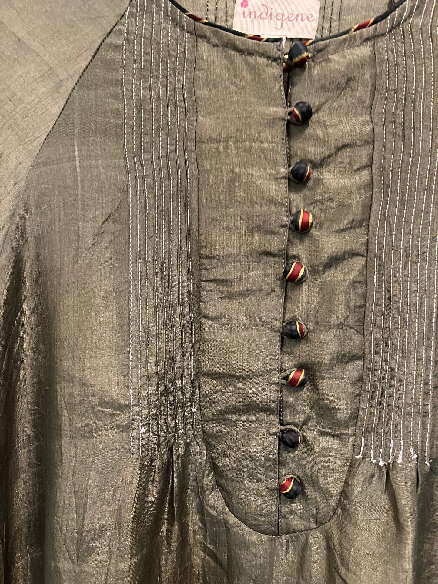Slate Button detail silk kurta