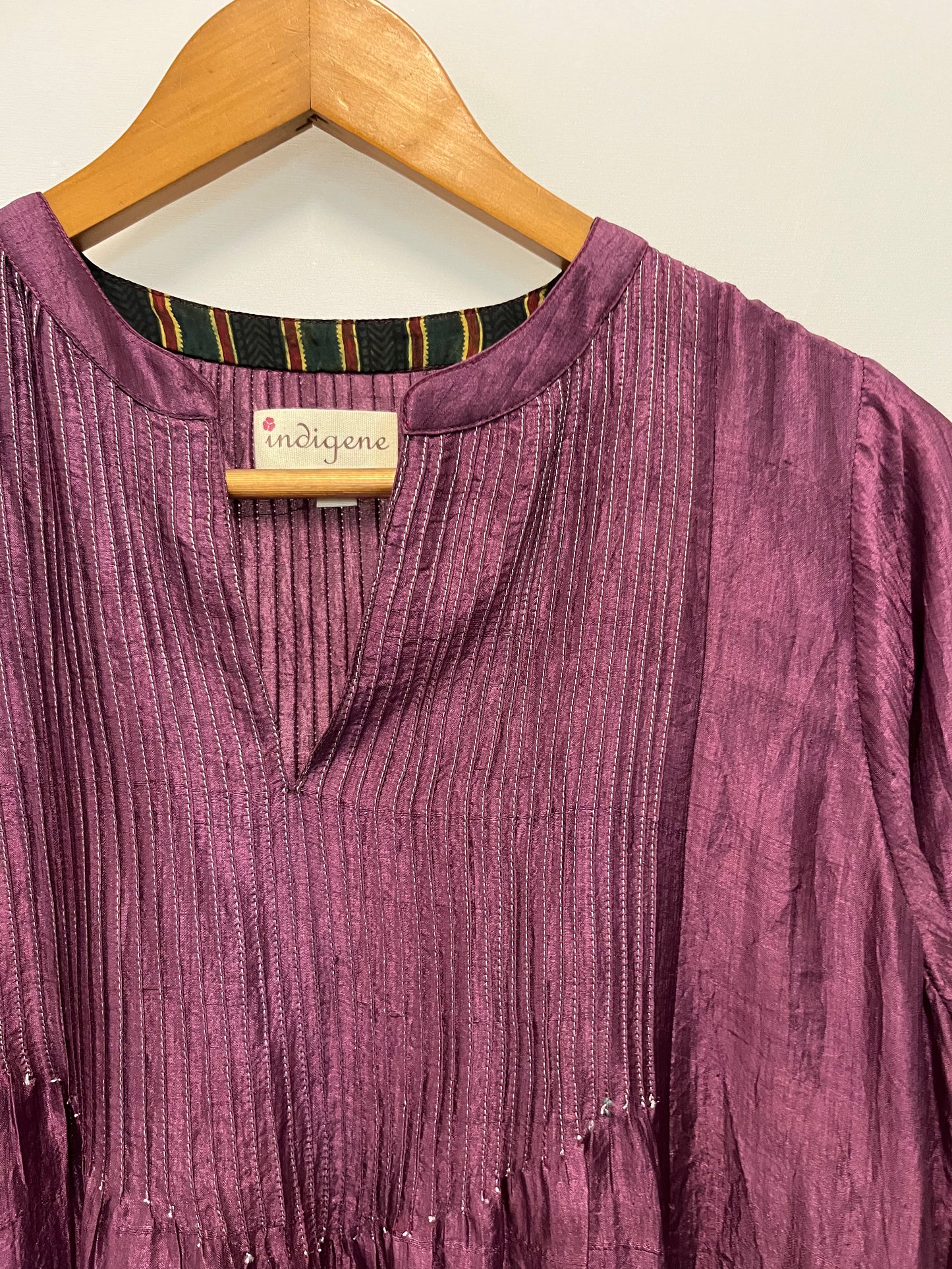 Mulberry pintuck detail silk kurta