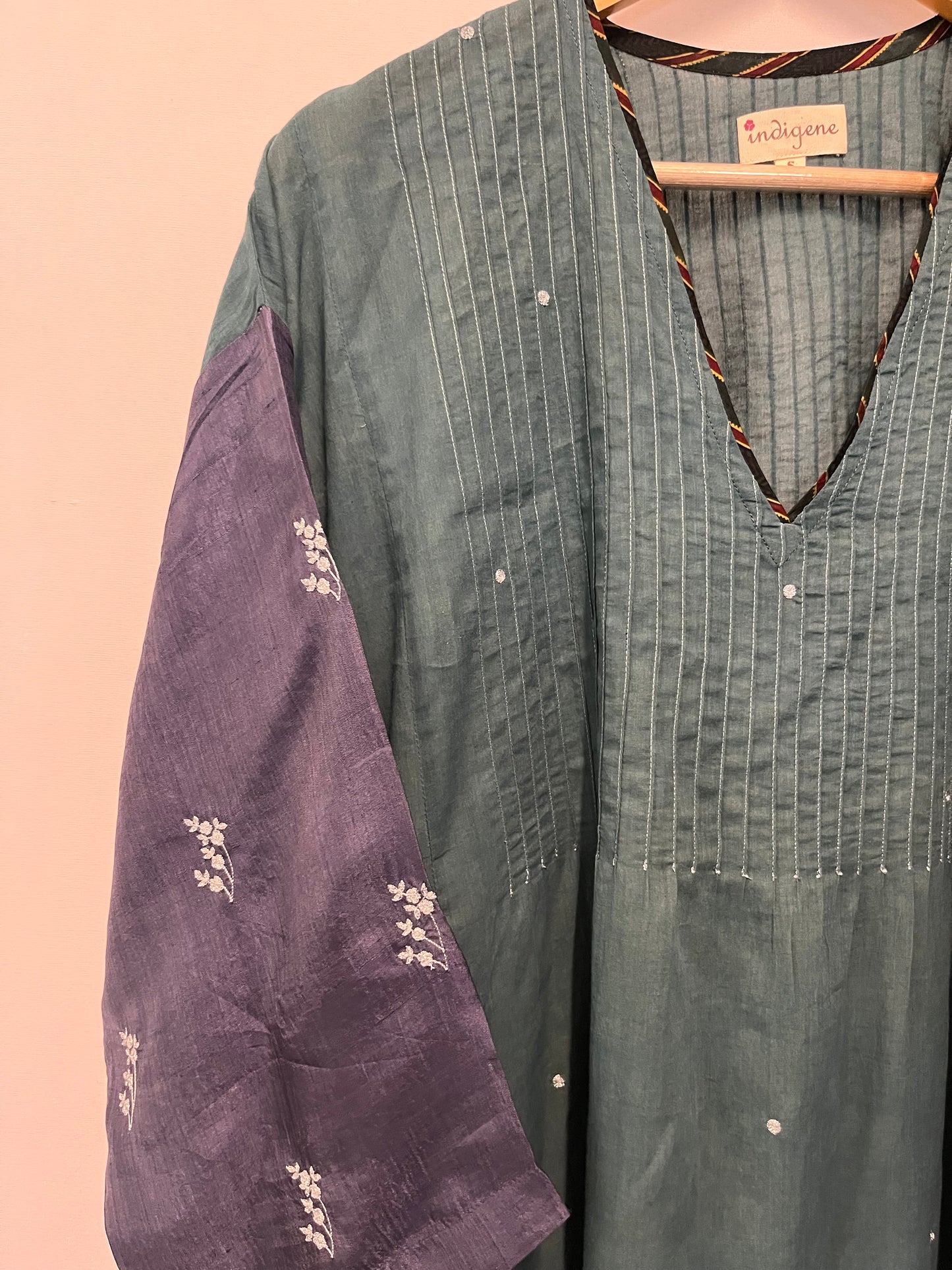 Peacock kaftan style embroidered kurta