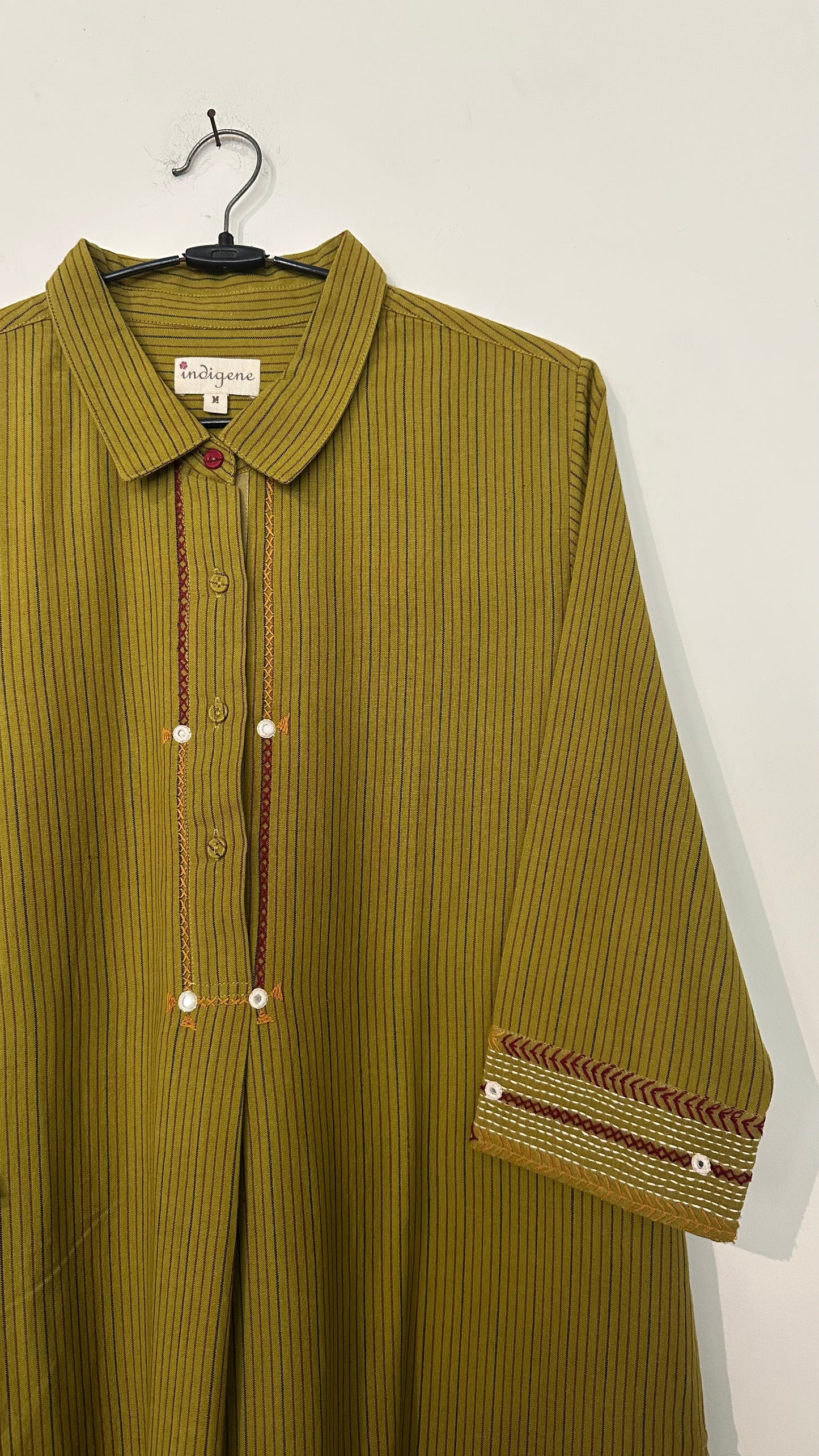 Zaha Woven Stripe Hand embroidered Long Tunic