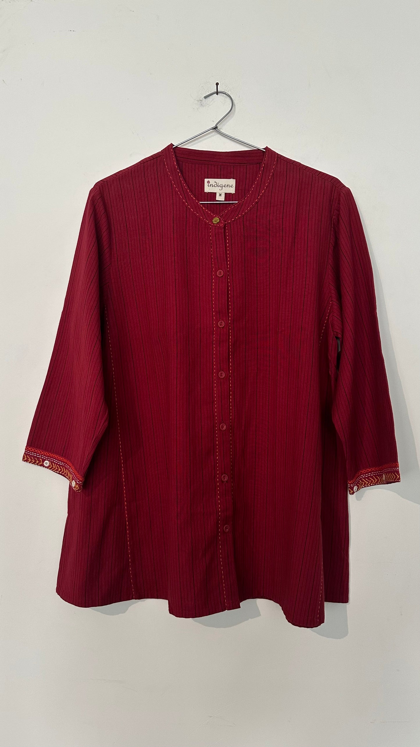 Woven Stripe Hand embroidered top
