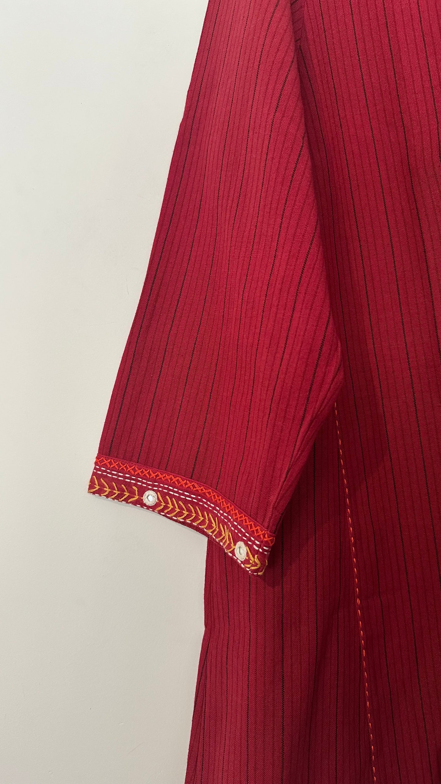 Woven Stripe Hand embroidered top