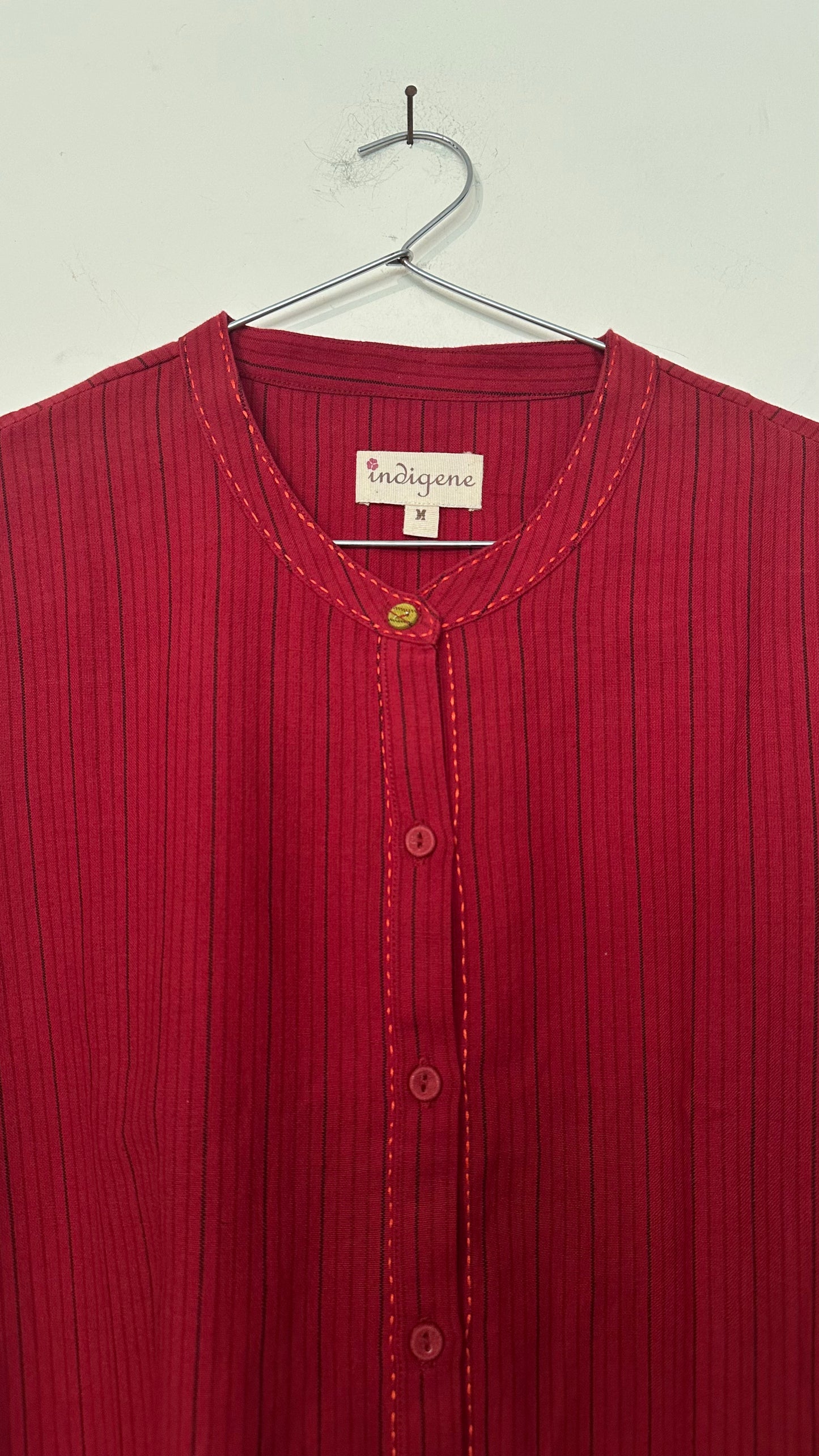 Woven Stripe Hand embroidered top