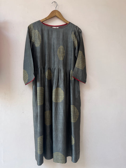 Silk hand block printed Agate dress