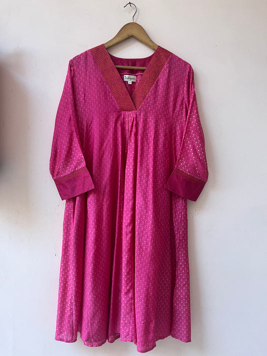 Polka Pink embroidered kurta