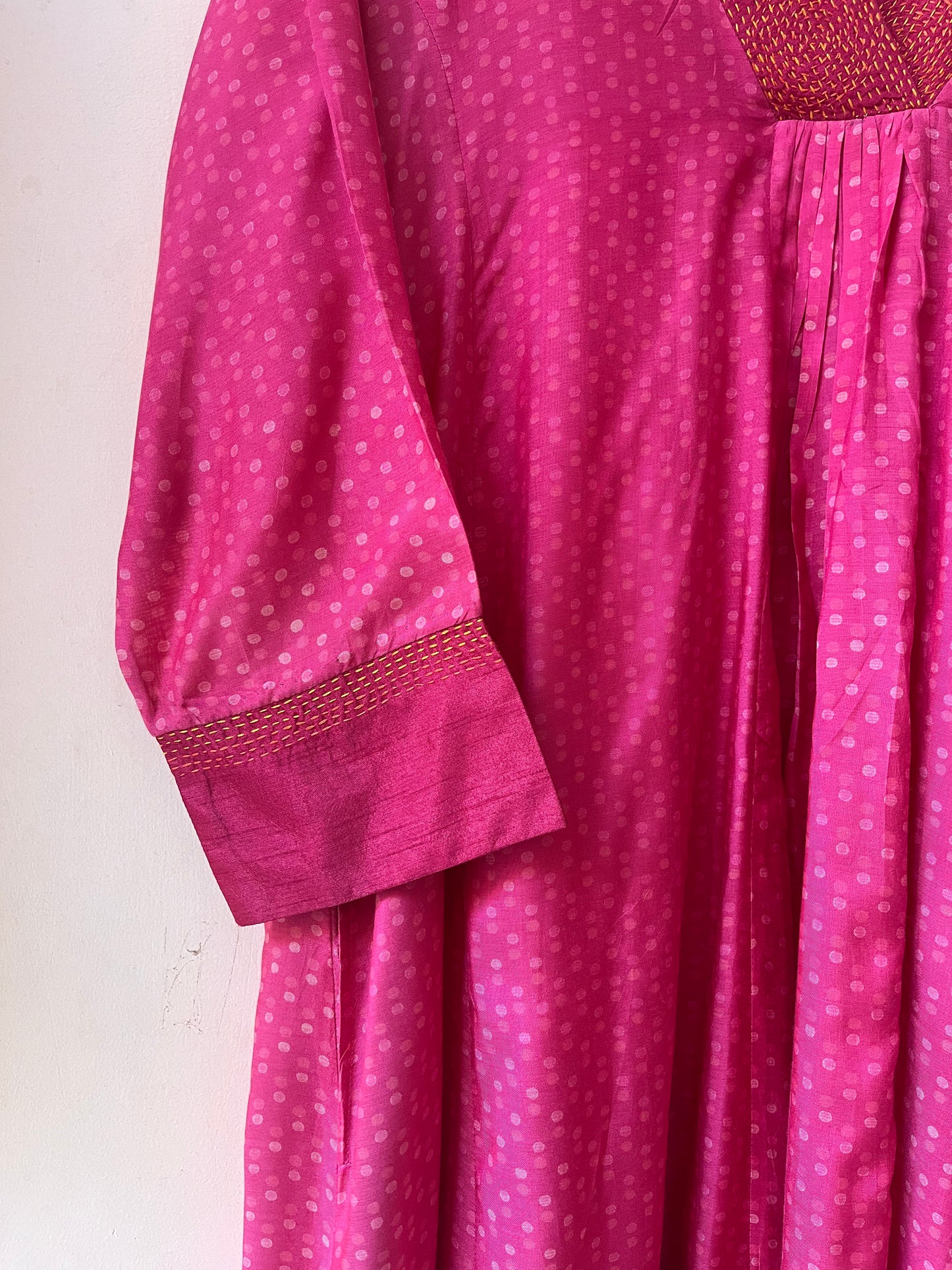 Polka Pink embroidered kurta