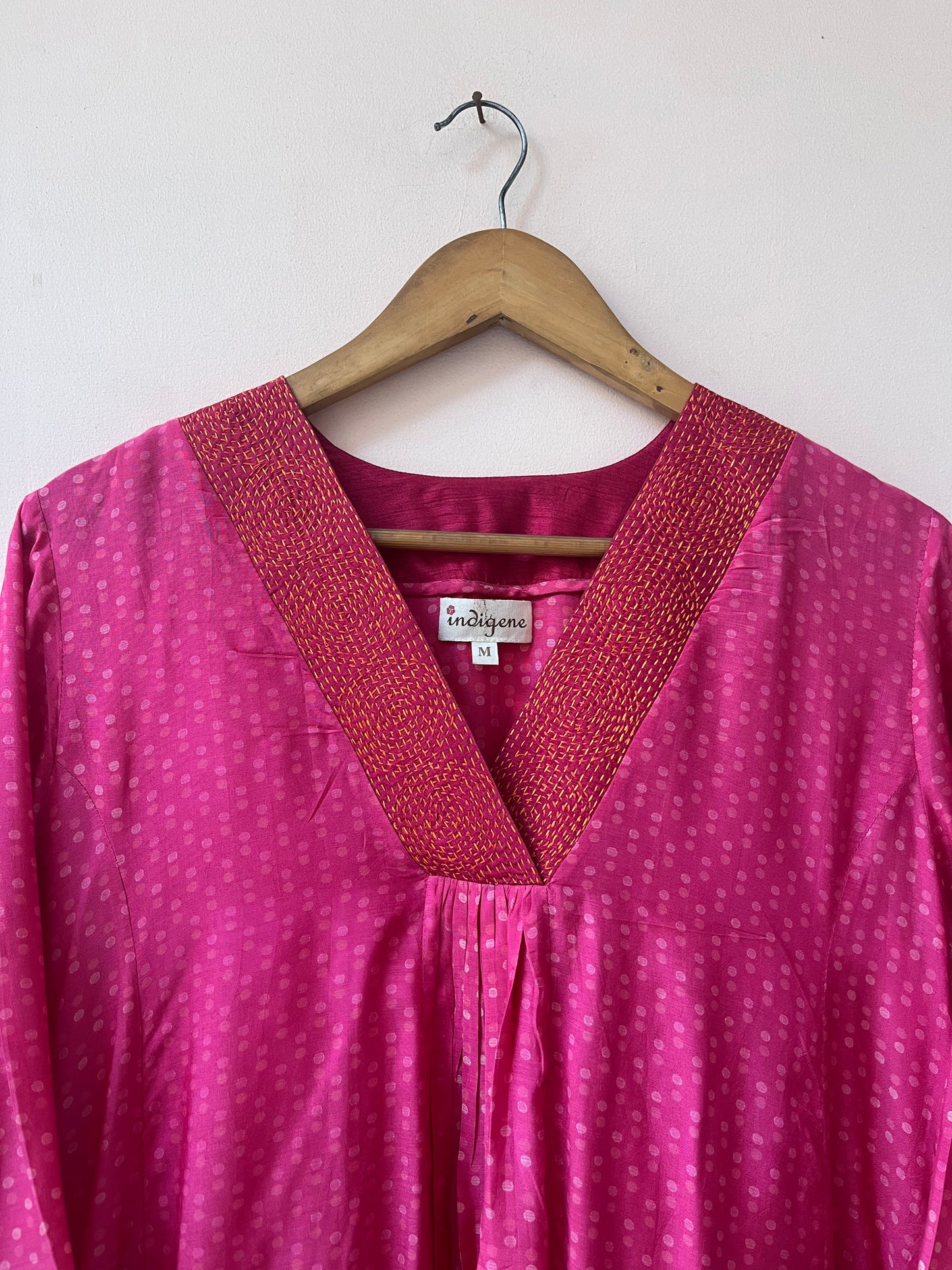 Polka Pink embroidered kurta