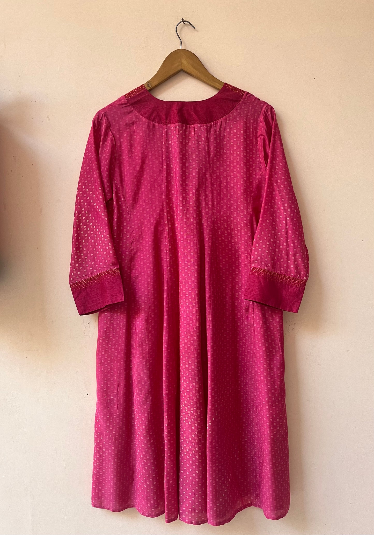 Polka Pink embroidered kurta