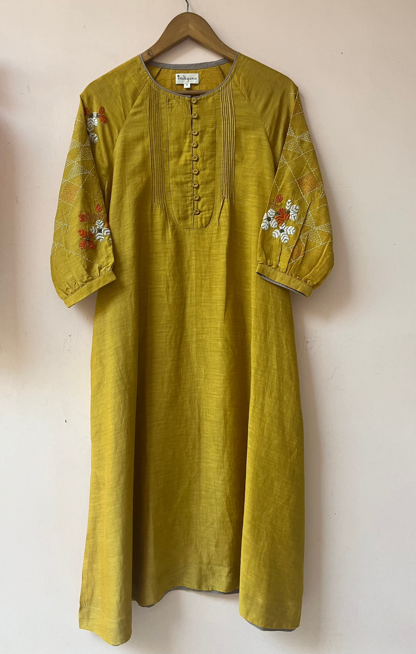 Round neck button kurta linen viscose