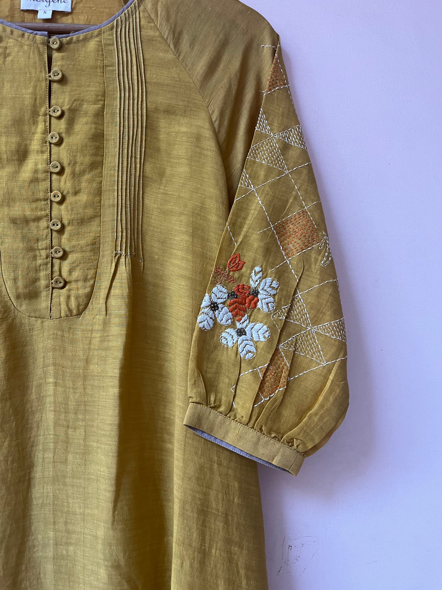 Round neck button kurta linen viscose