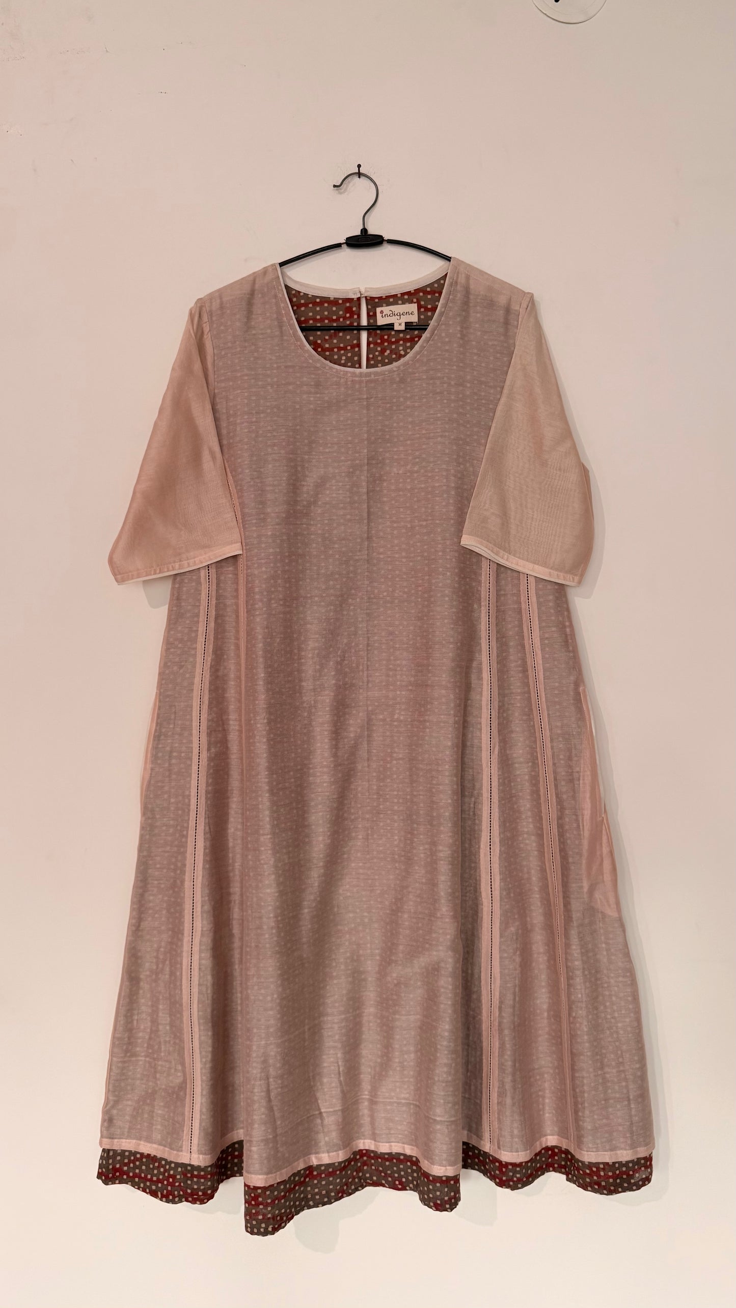 Blush printed layered chanderi dress
