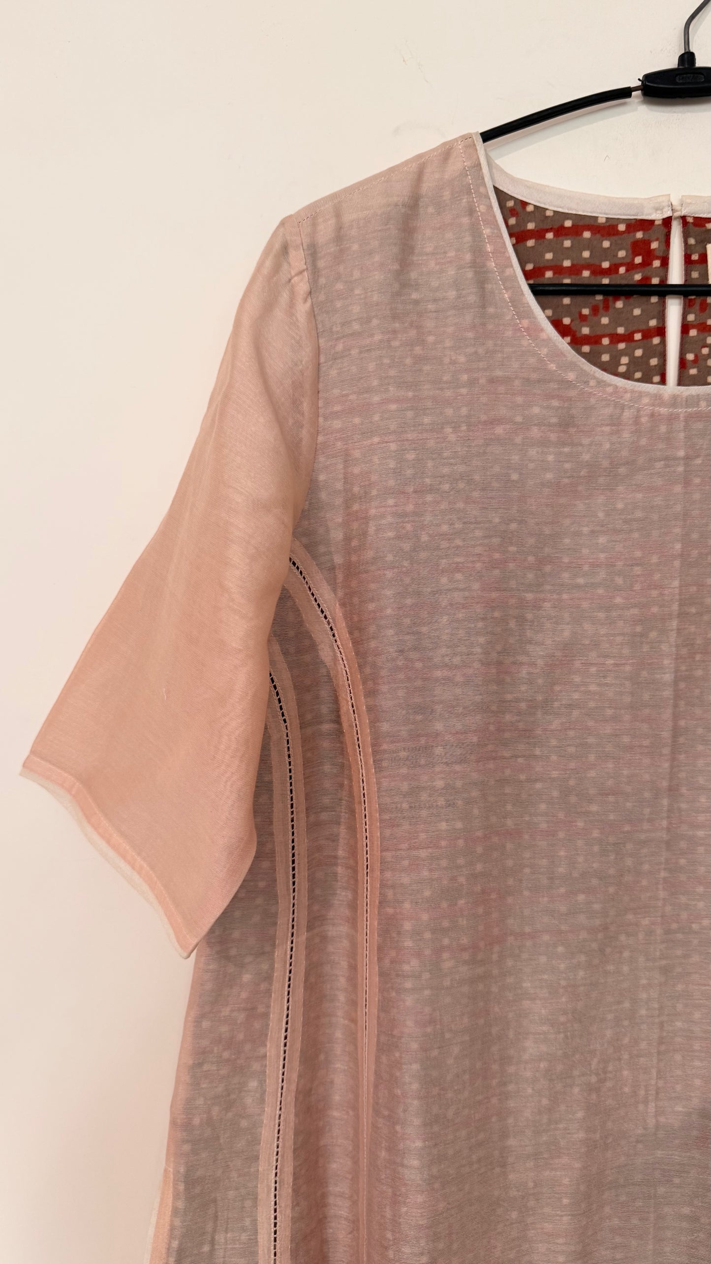 Blush printed layered chanderi dress