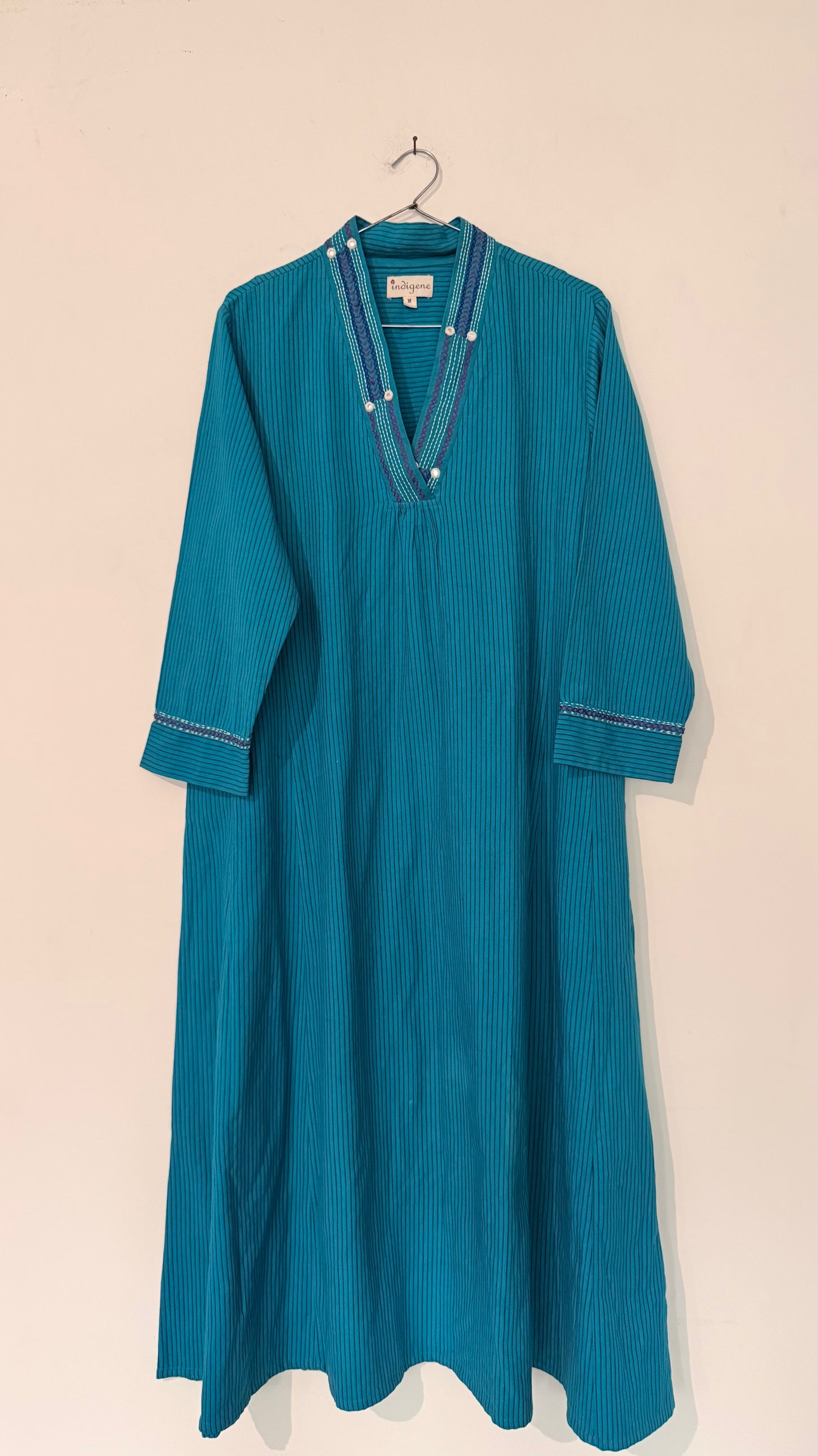 Woven Stripe Hand embroidered Kurta