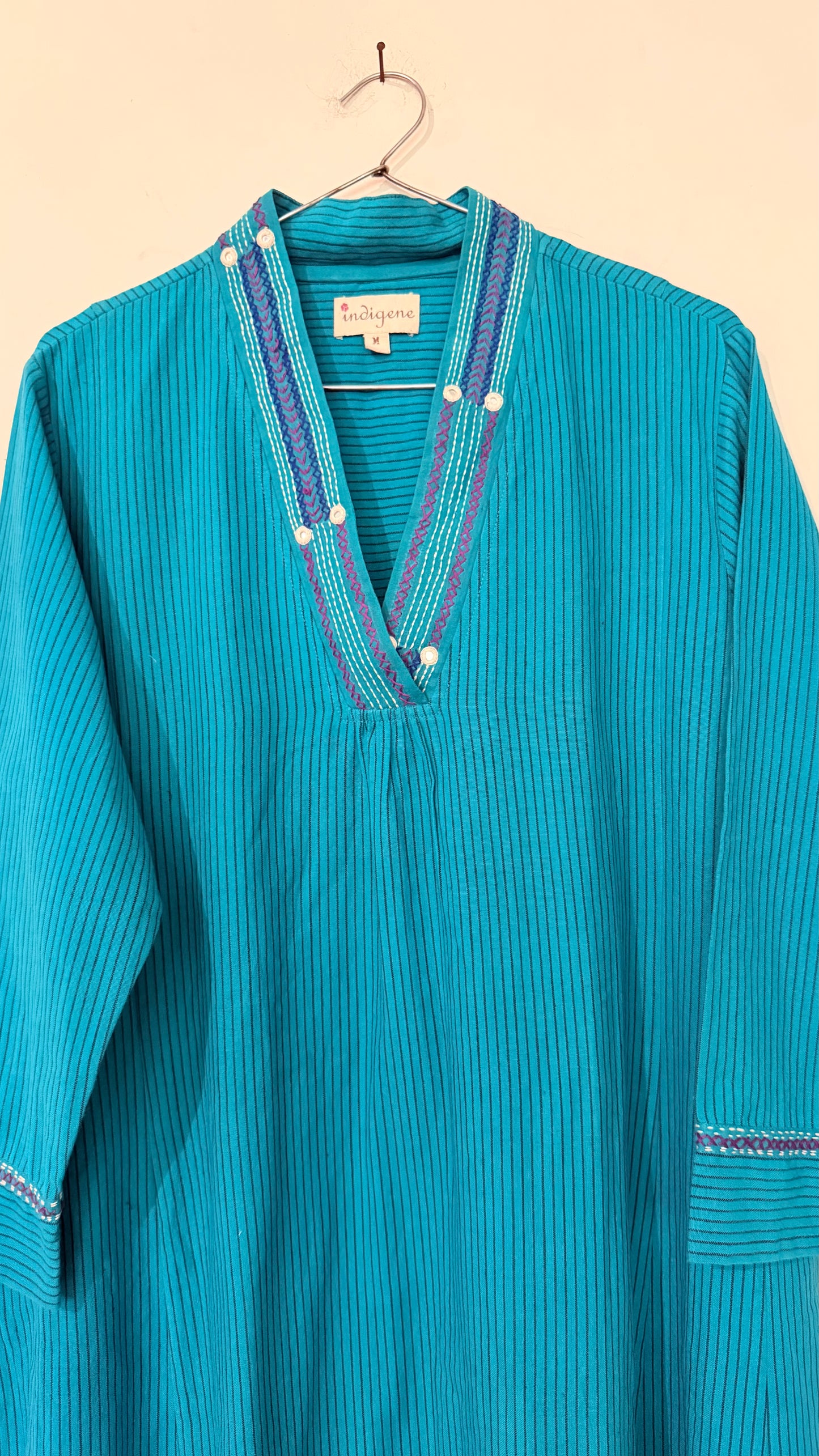 Woven Stripe Hand embroidered Kurta
