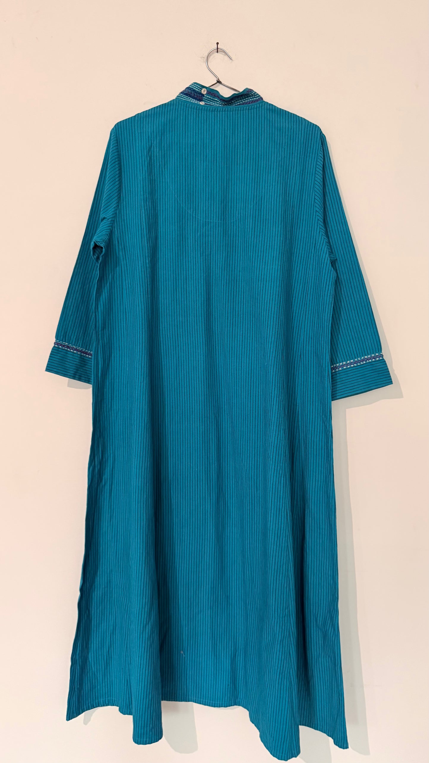 Woven Stripe Hand embroidered Kurta
