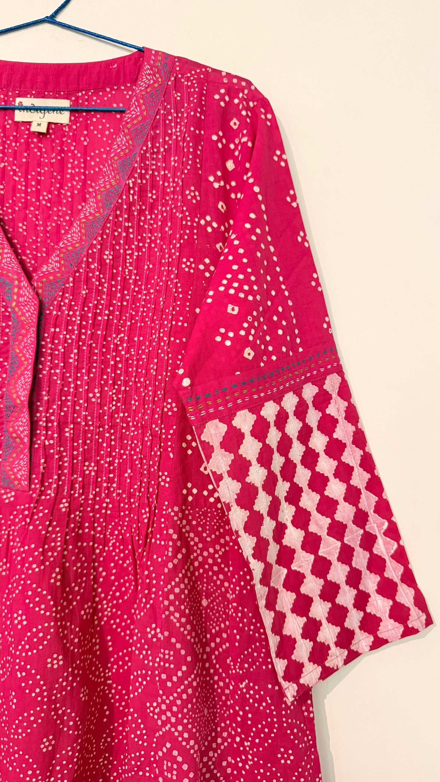 Gulal discharge print embroidered kurta