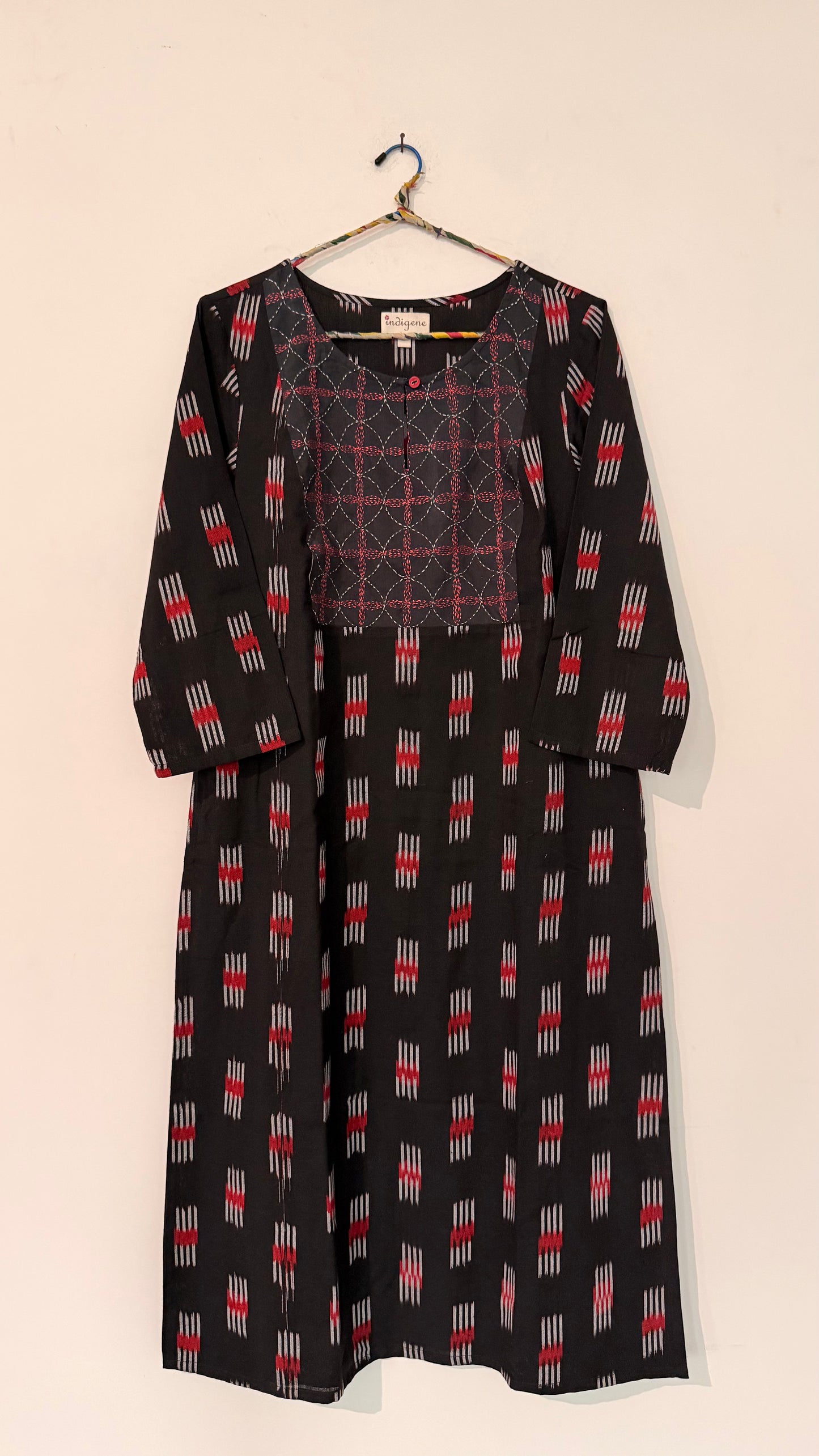 Ikat handwoven embroidered kurta