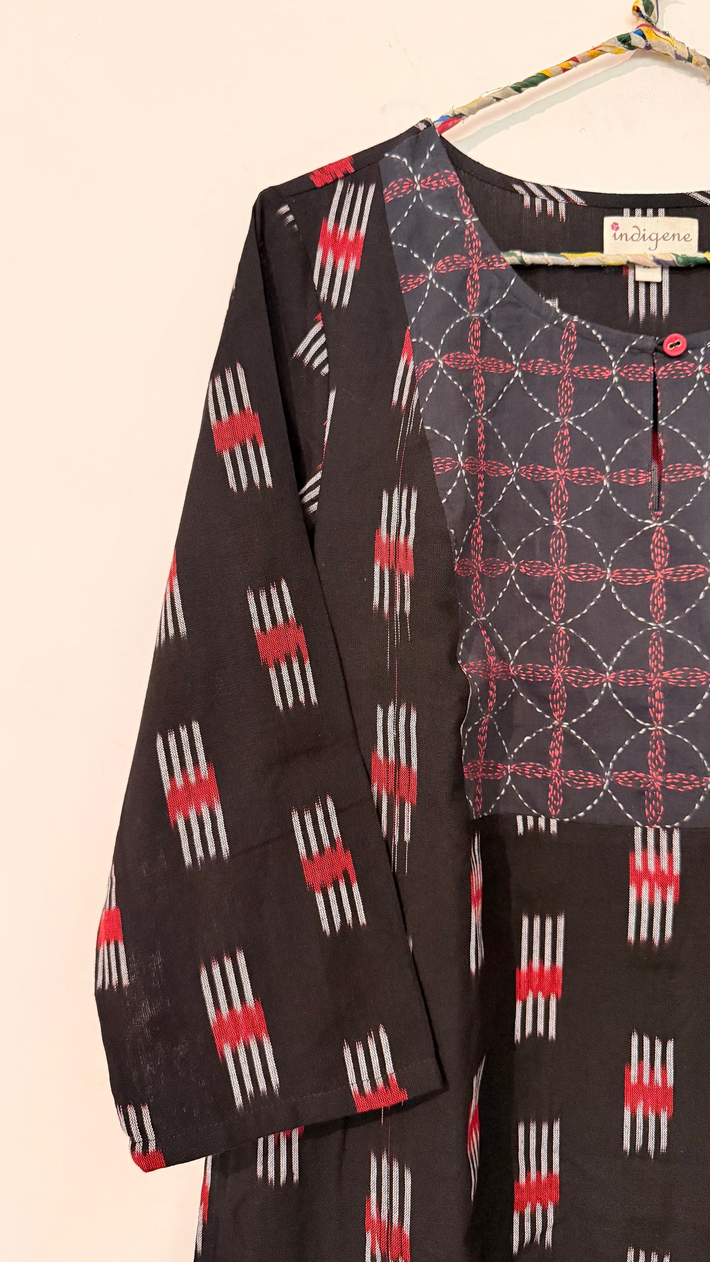 Ikat handwoven embroidered kurta