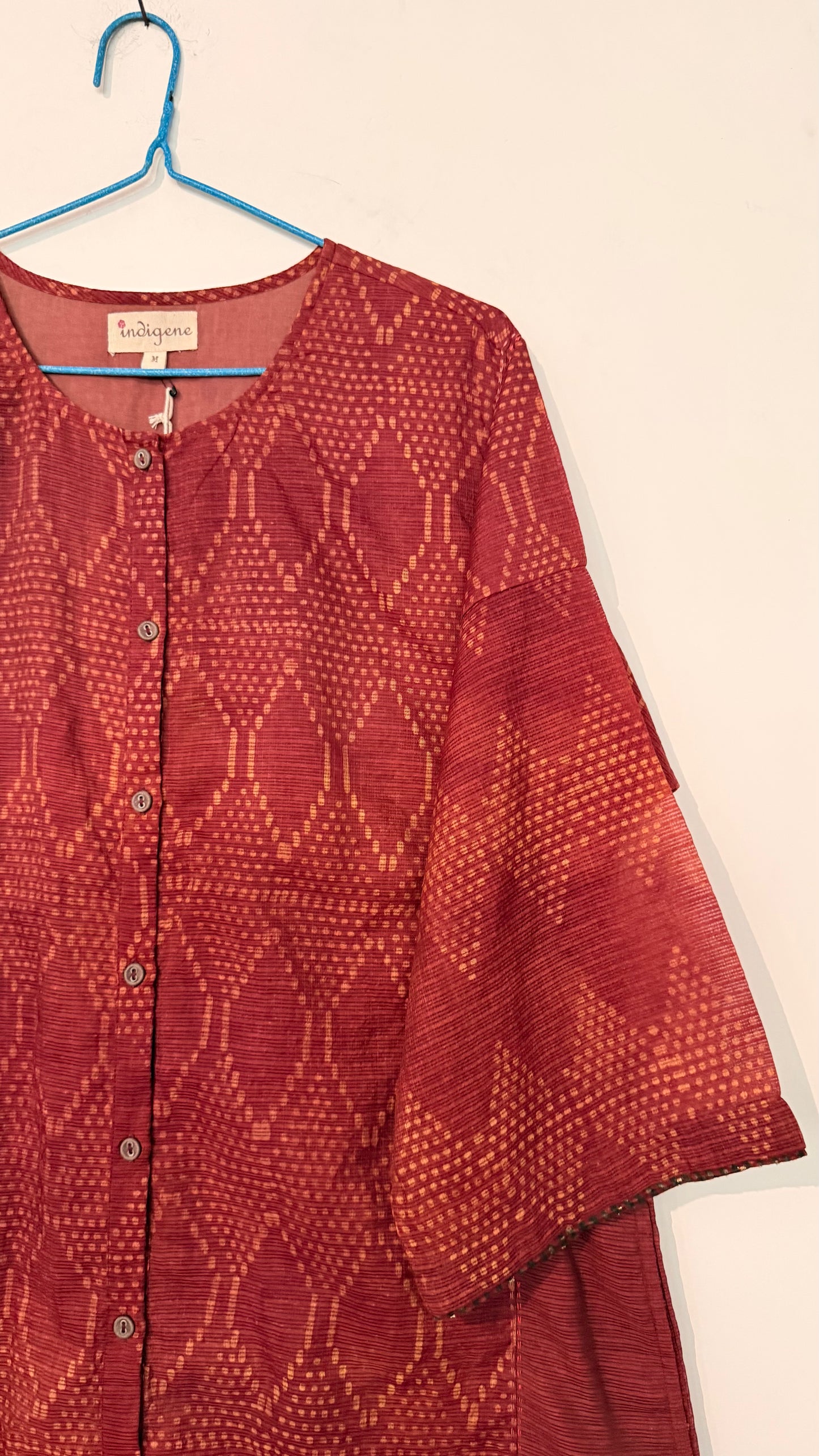 Sindoor natural dyed kota doria printed kurta