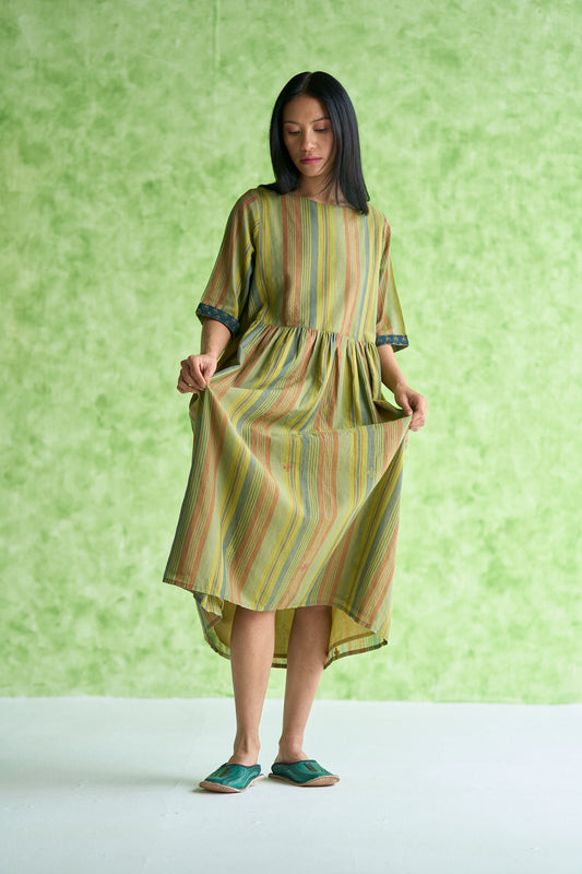 Lena Handwoven Gathered Waist Dress