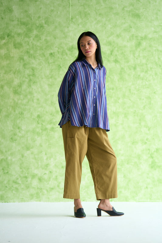 Lily Handwoven Stripe Flared Shirt
