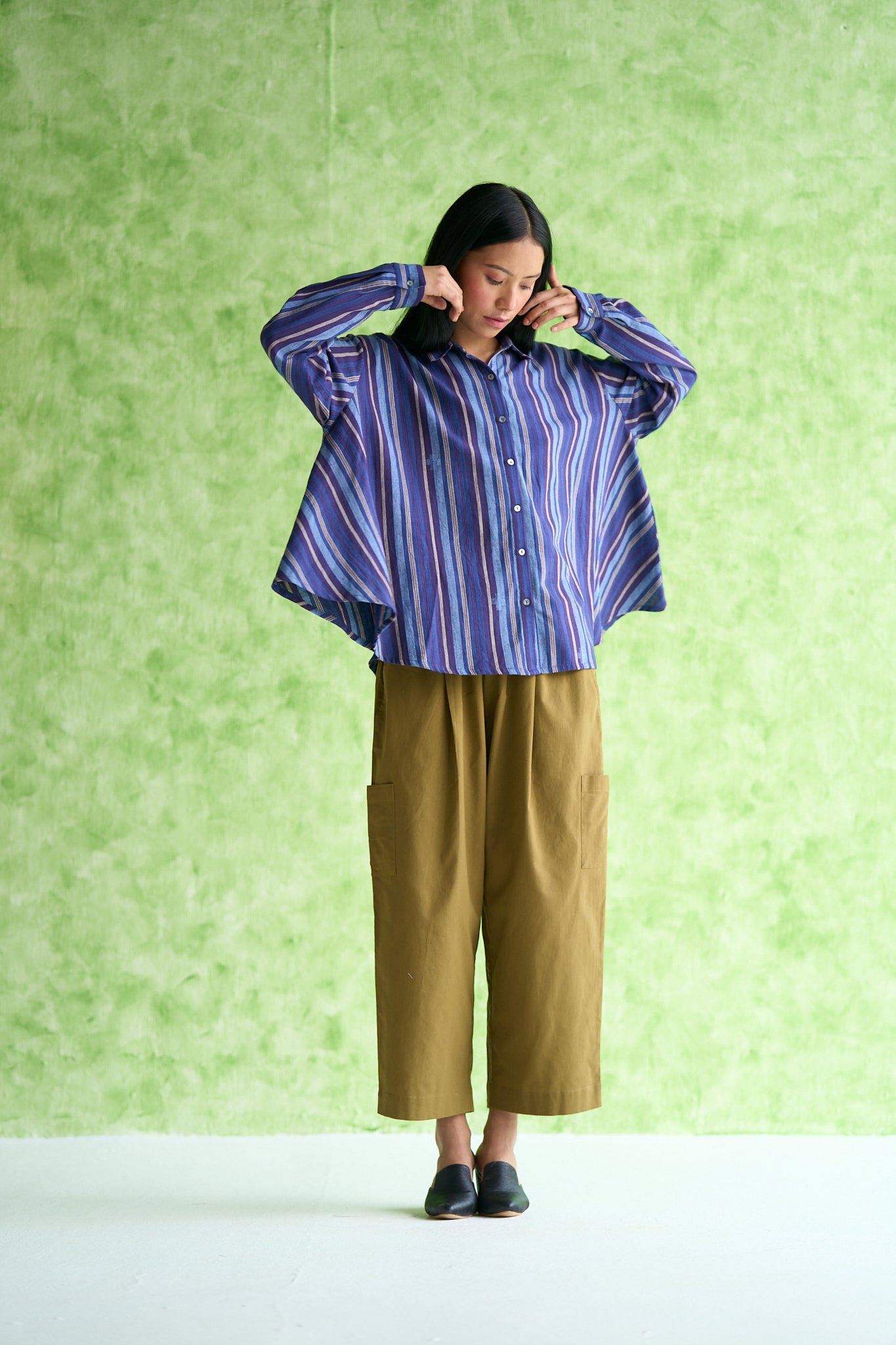 Lily Handwoven Stripe Flared Shirt