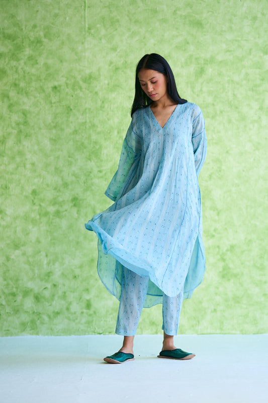 Virginia pintuck hand block printed kurta & Pant set