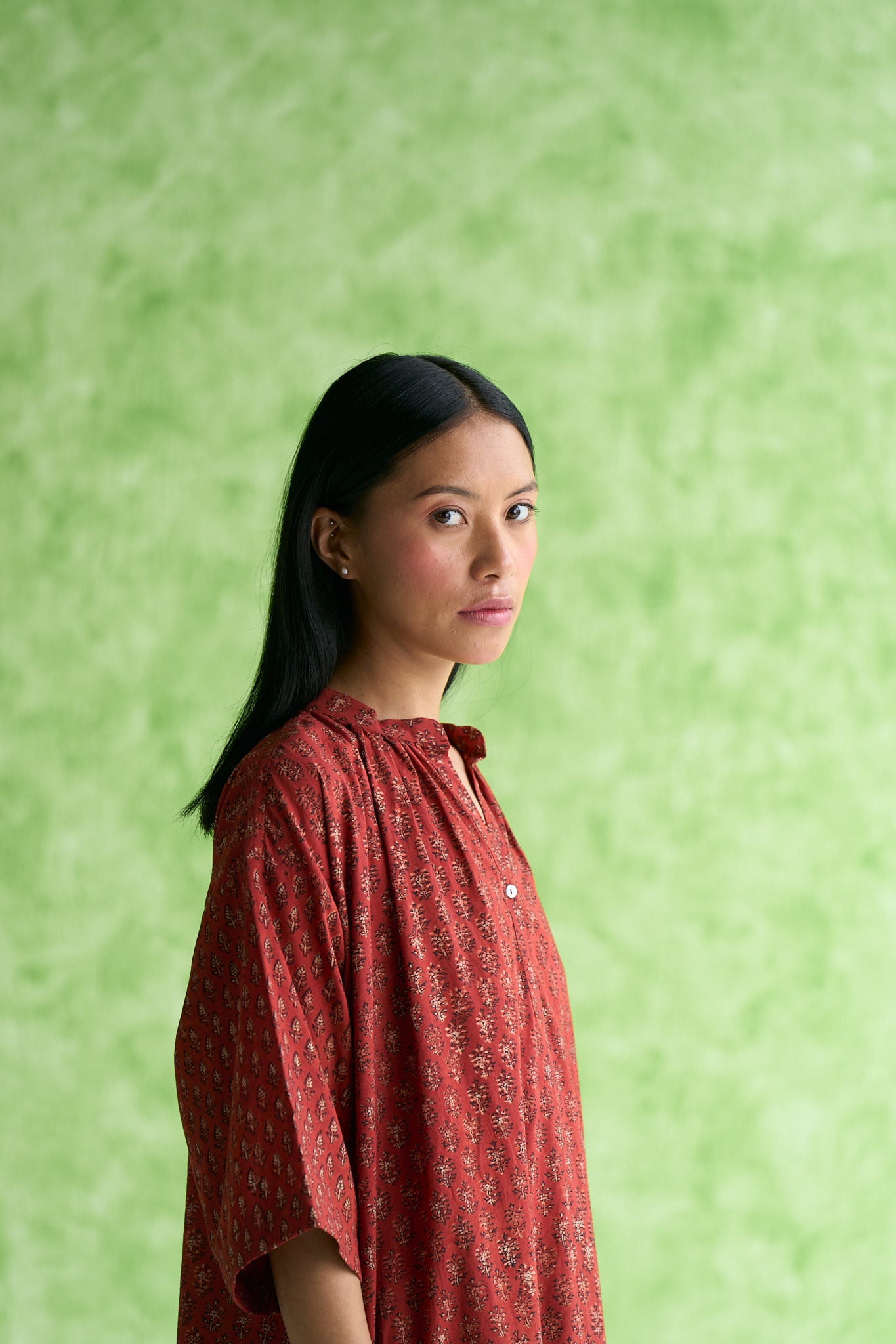 Trisha Hand block printed Gathered neck tunic