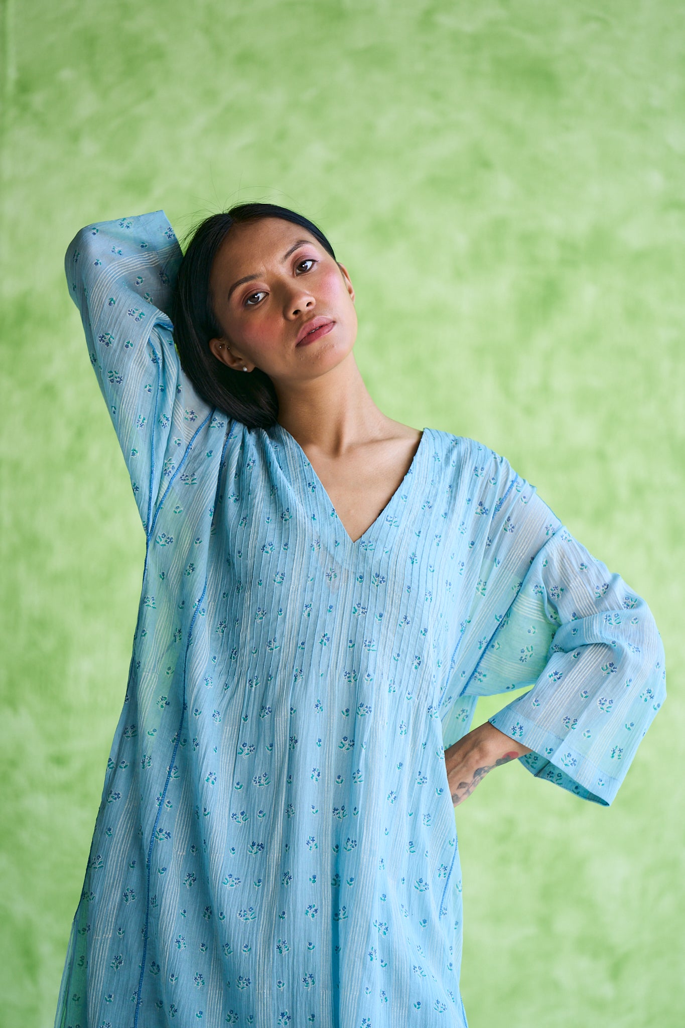 Virginia pintuck hand block printed kurta & Pant set