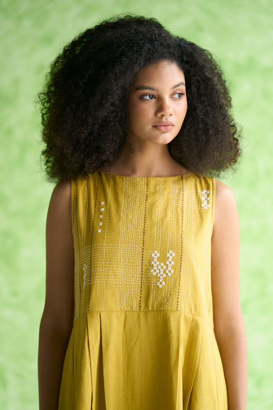 Amahle Embroidered Box Pleated Dress