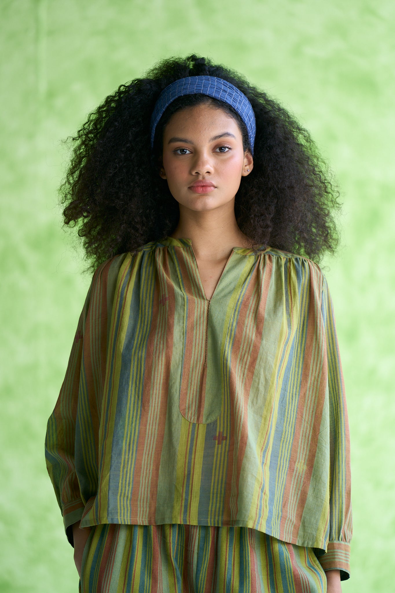 Basil Handwoven Stripe Summer Top