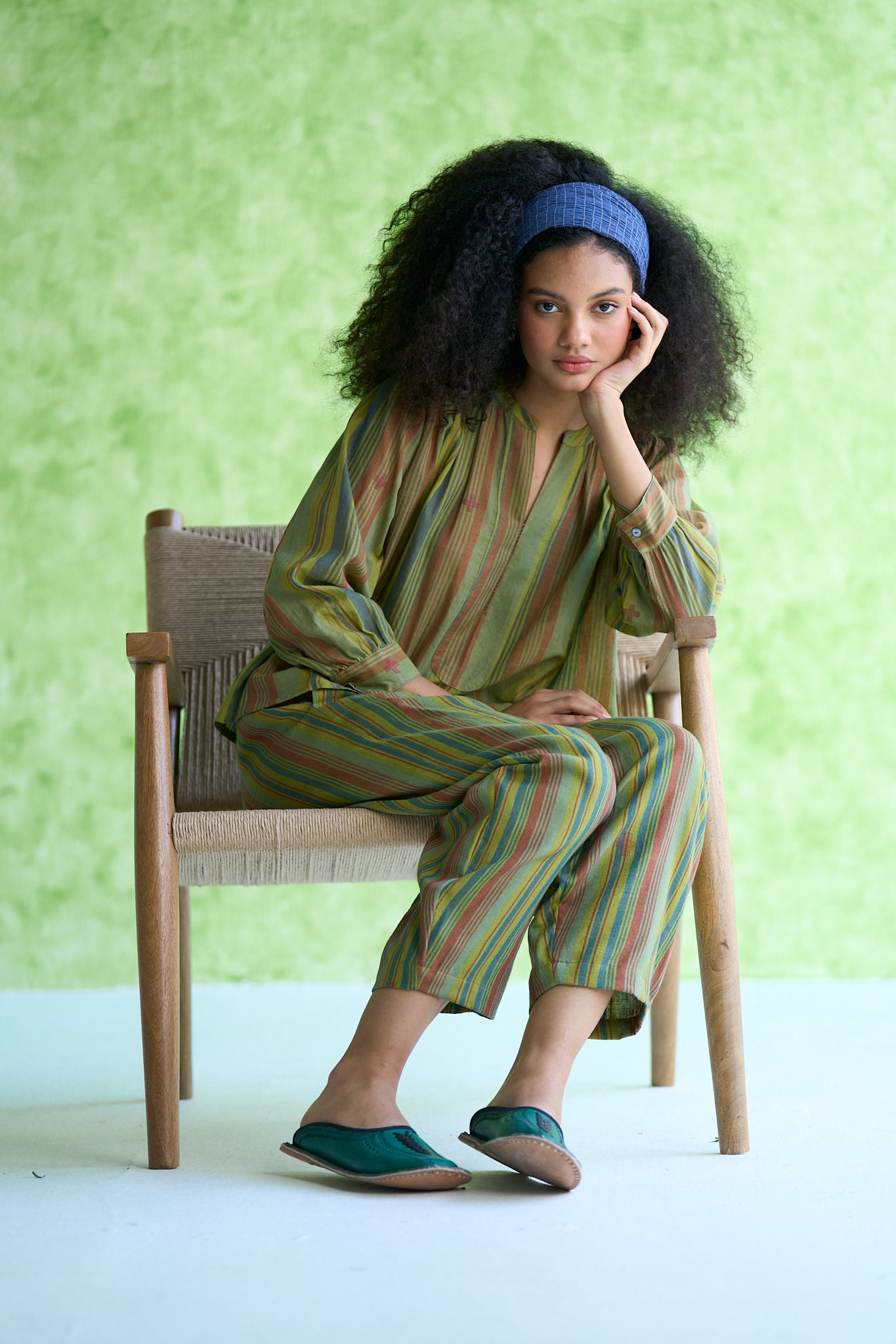 Basil Handwoven Stripe Summer Top