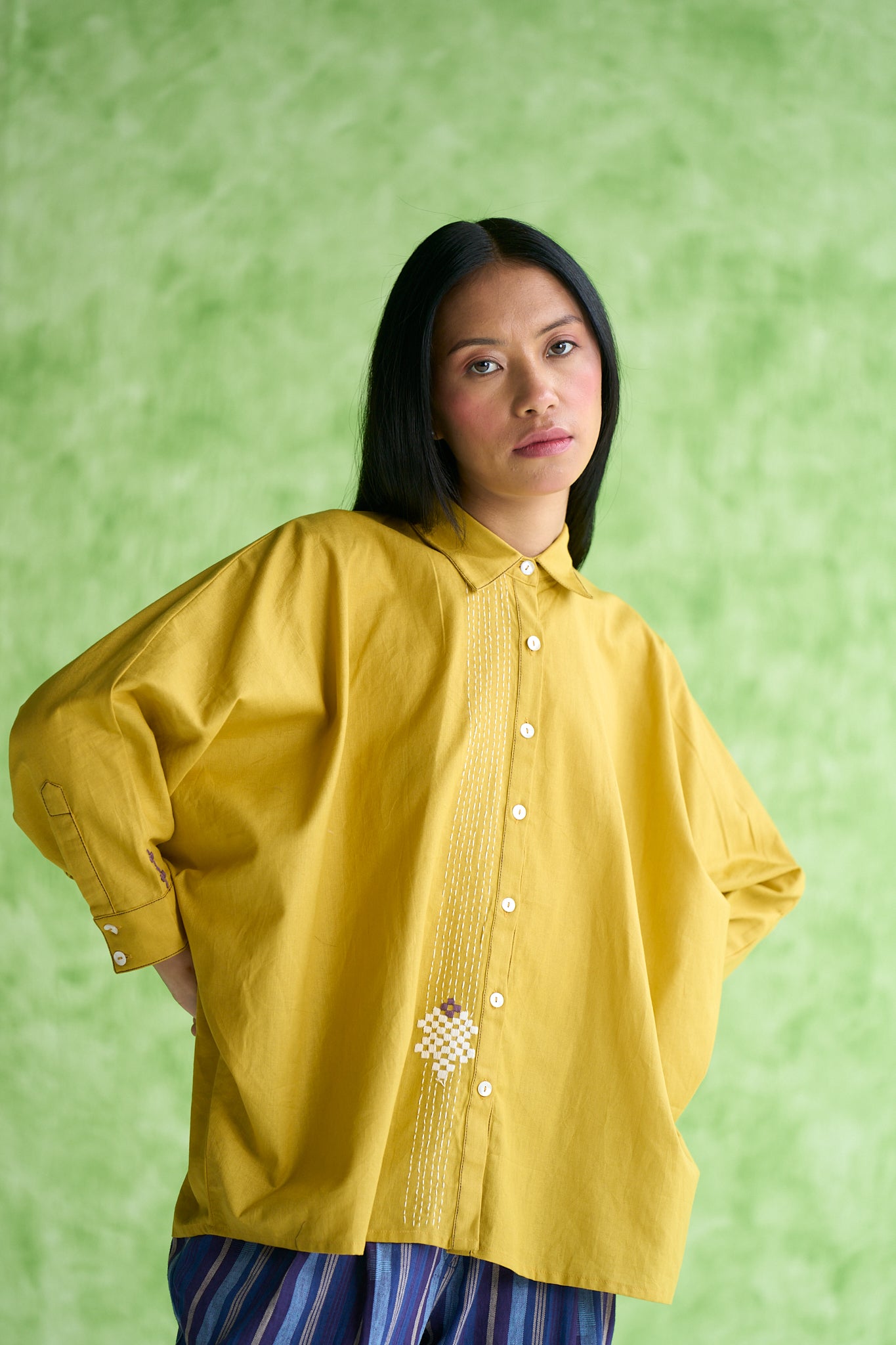 Anna Bat wing Sleeve Embroidered Shirt