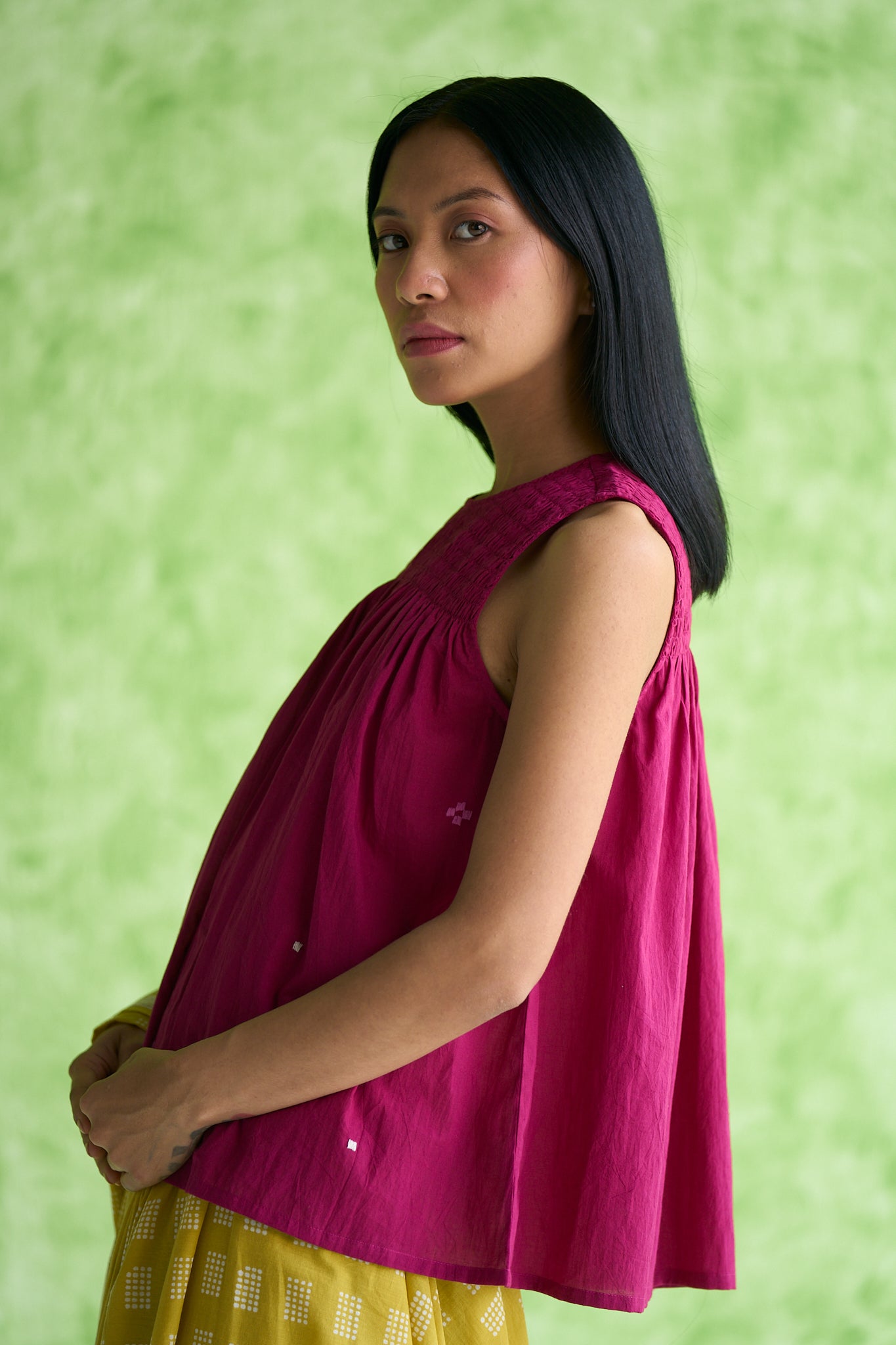 Esther Embroidered Smocked Crop Top