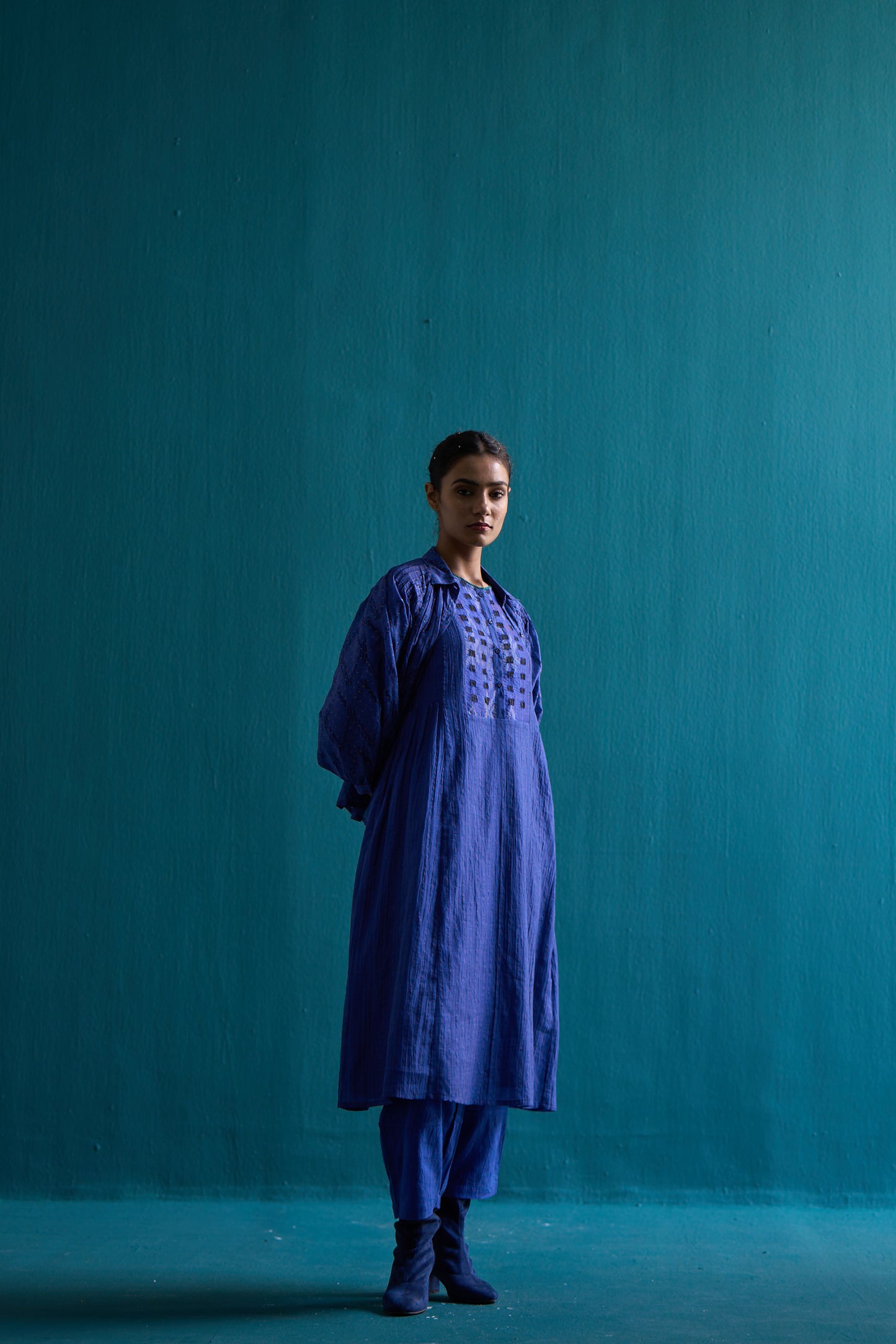 Aasman Blue chanderi kurta