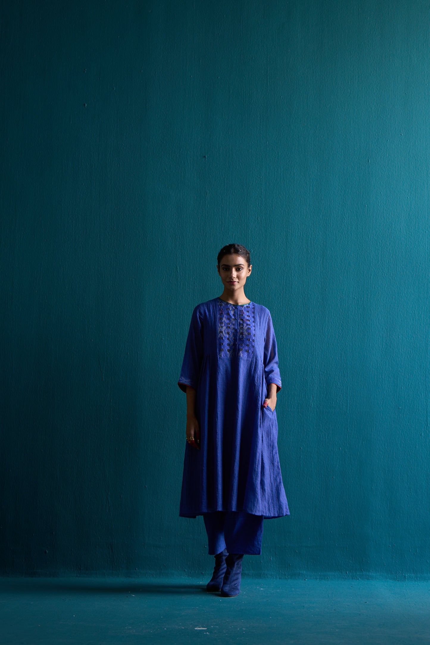 Aasman Blue chanderi kurta